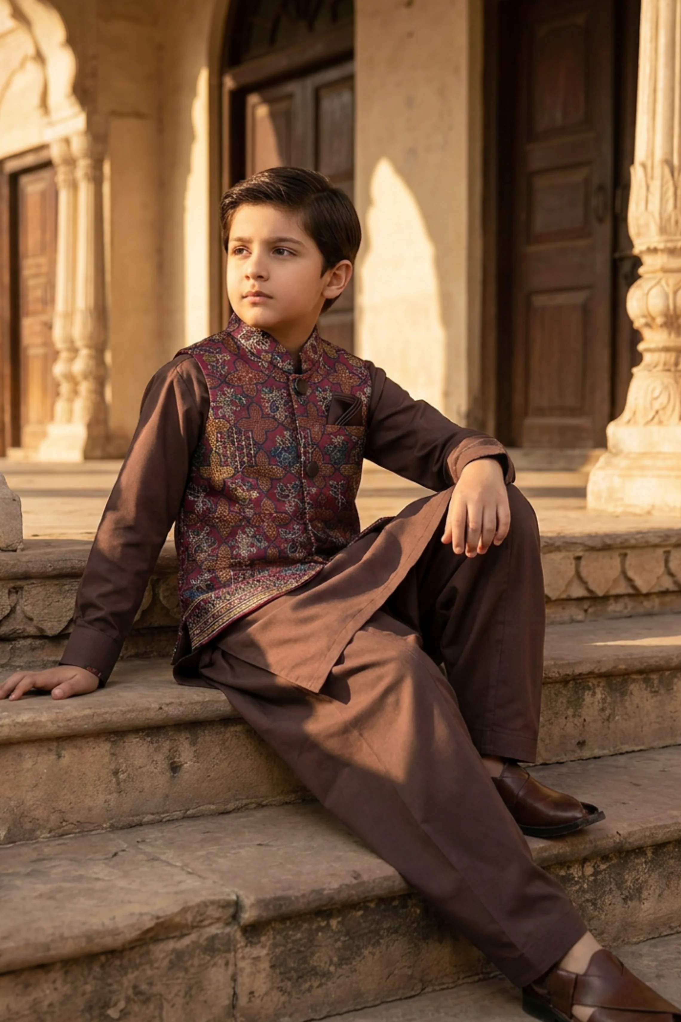 Motif Boys Waistcoat Suit-3642 - Image 4