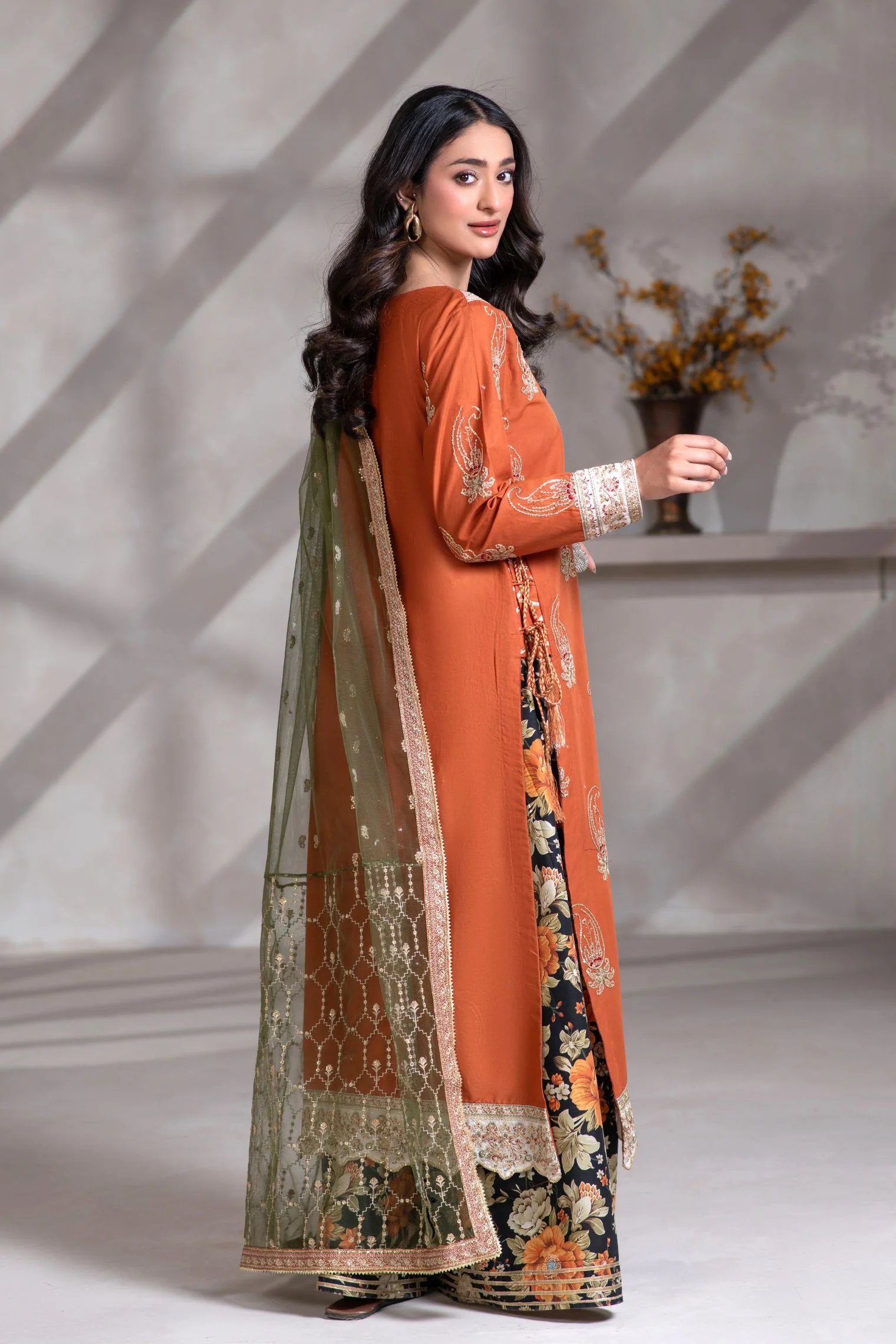 Motif Cambric Embroidered Suit-013 - Image 3
