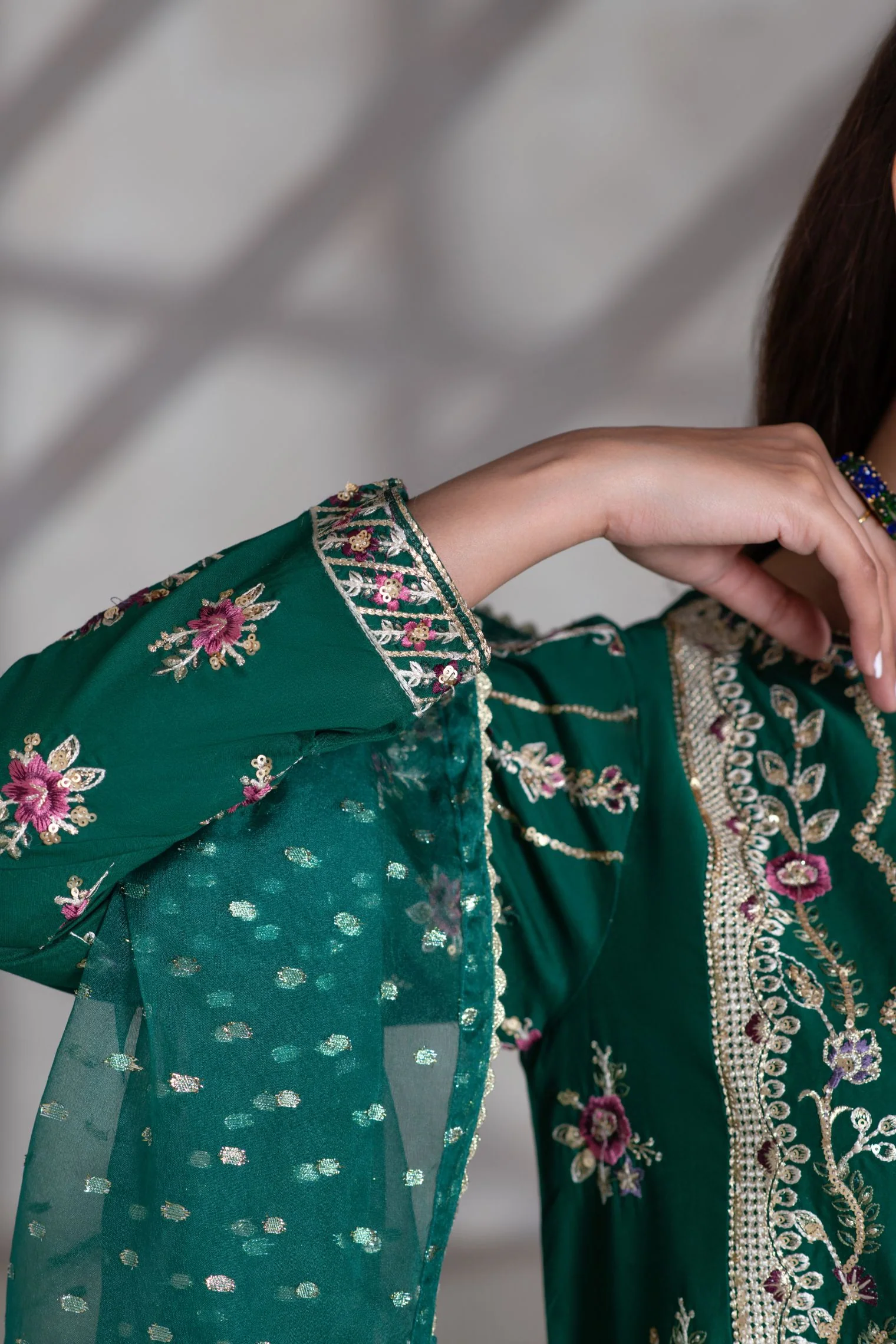 Motif Cambric Embroidered Suit-019 - Image 6