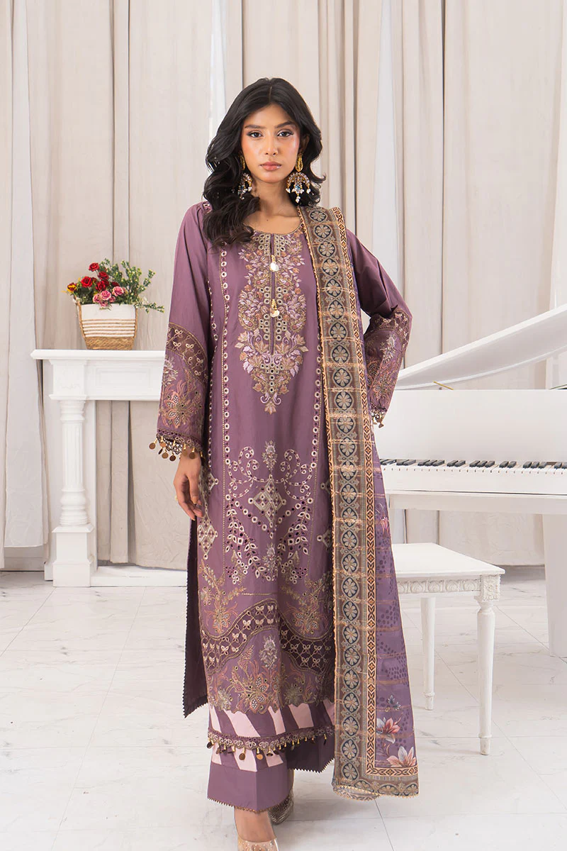 Motif Cambric Embroidered Suit-3823