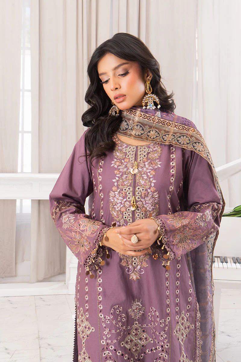 Motif Cambric Embroidered Suit-3823 - Image 5