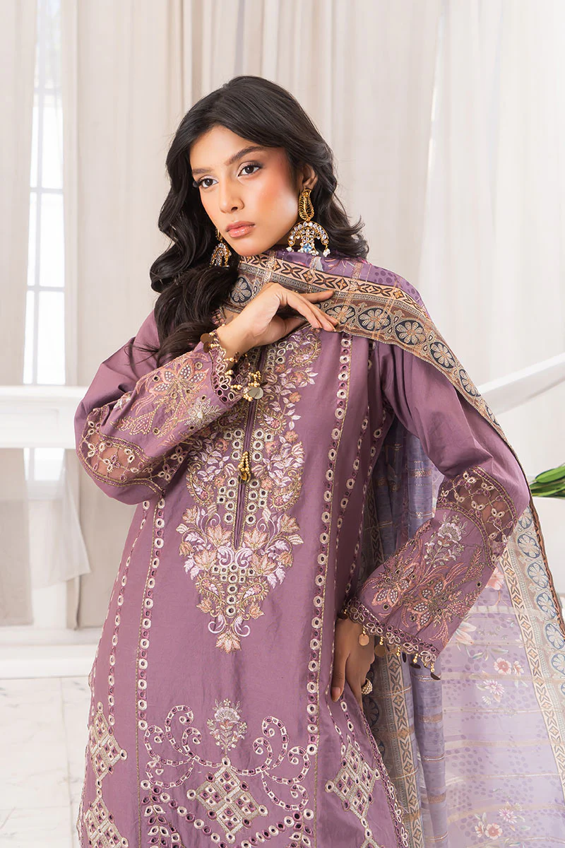 Motif Cambric Embroidered Suit-3823 - Image 6