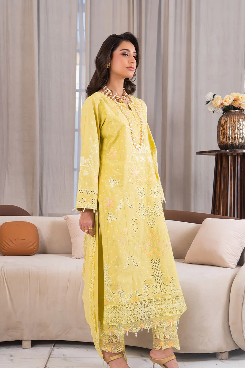 Motif Cambric Embroidered Suit-3865 - Image 8