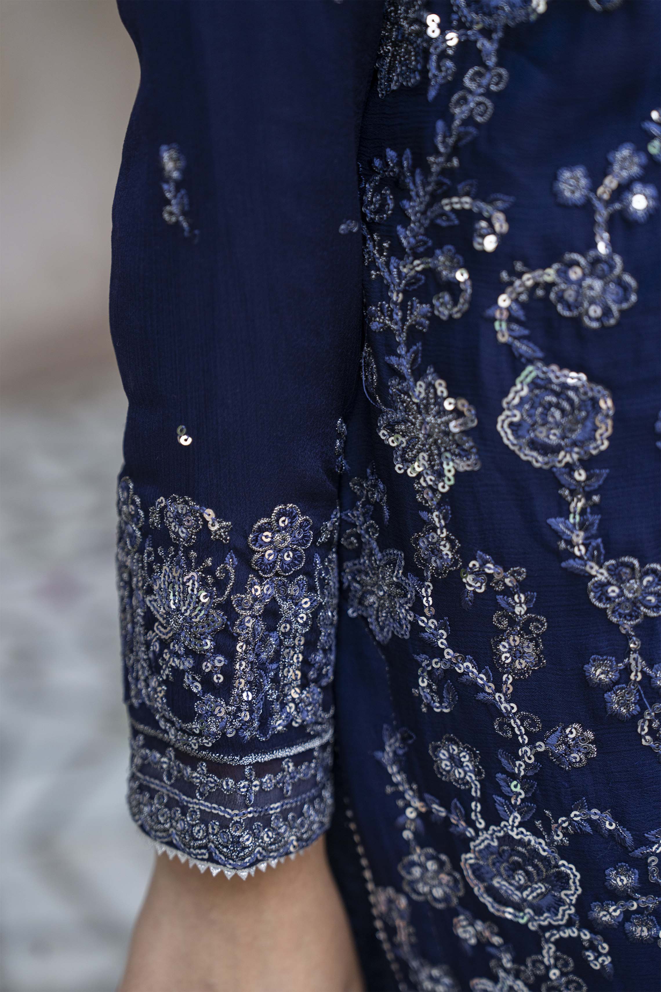 Motif Chiffon Embroidered Suit-015 - Image 4