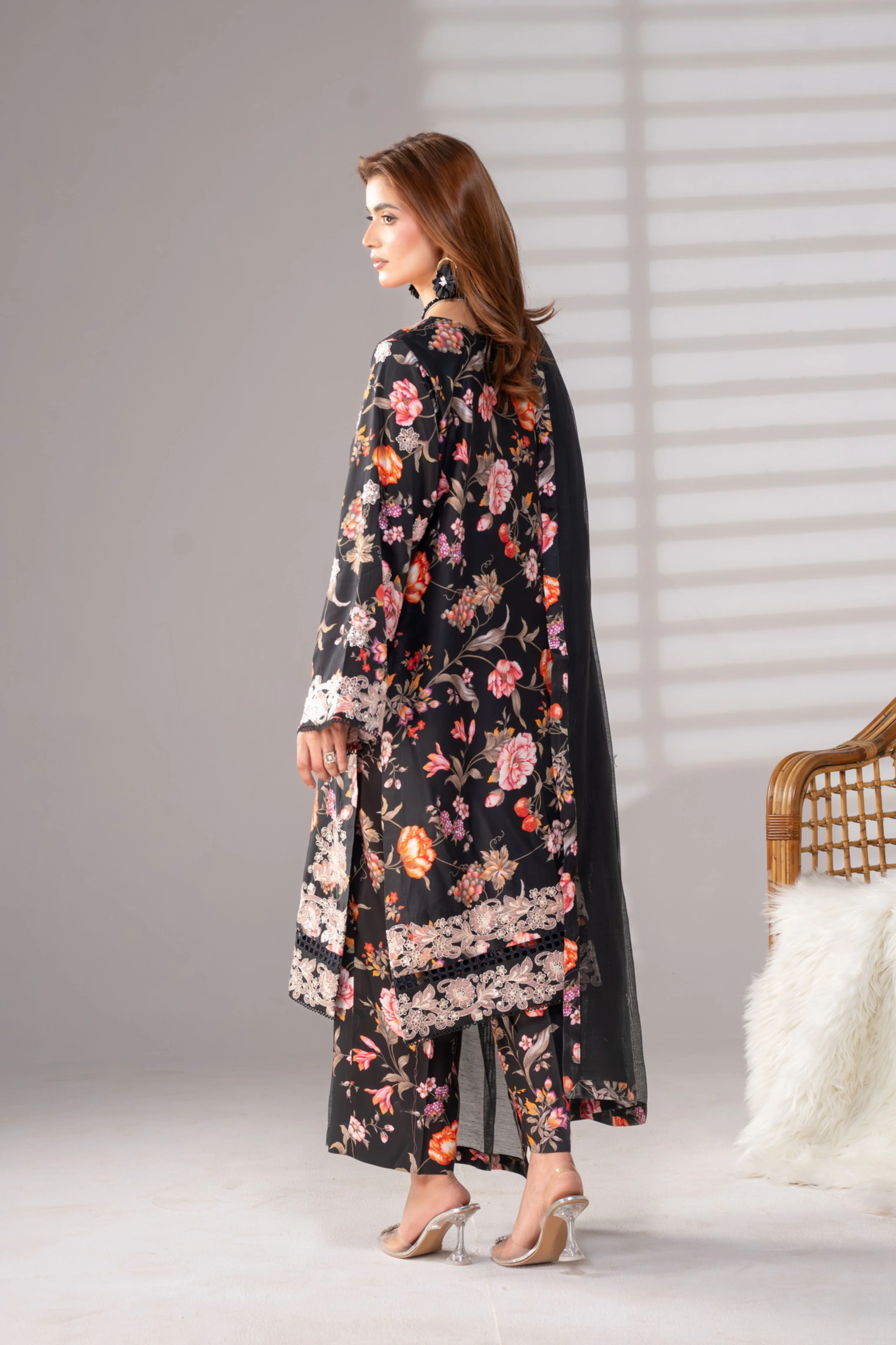 Motif Corduroy Printed Embroidered Suit-231 - Image 2