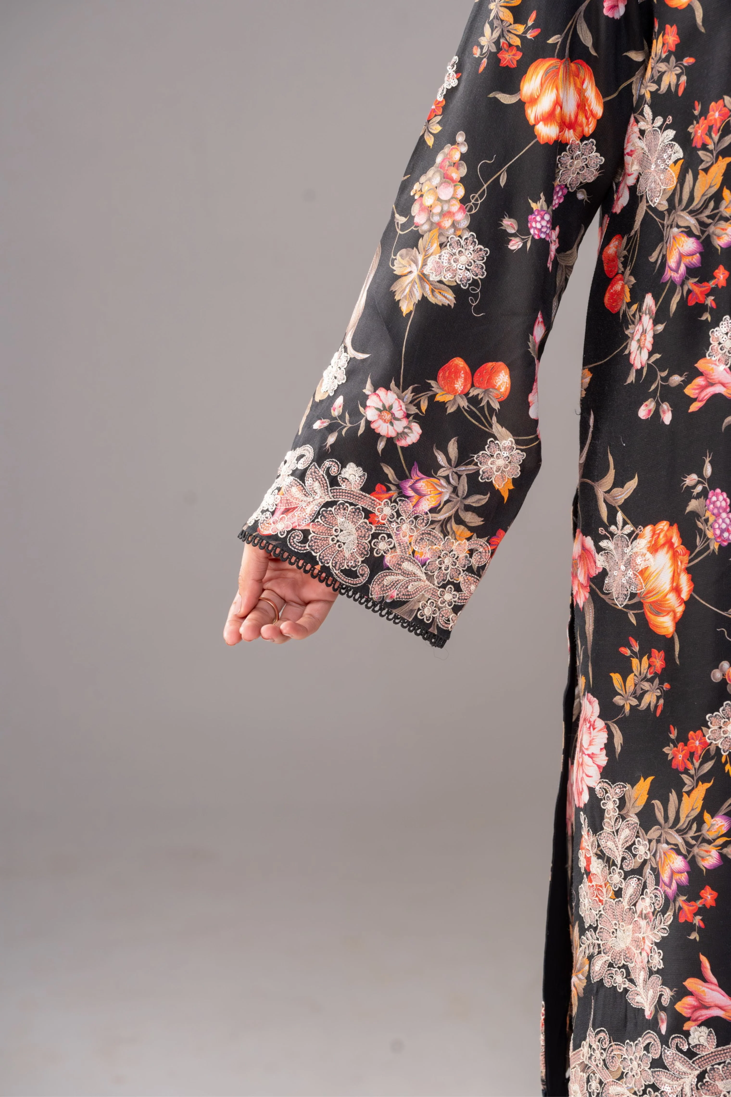 Motif Corduroy Printed Embroidered Suit-231 - Image 4