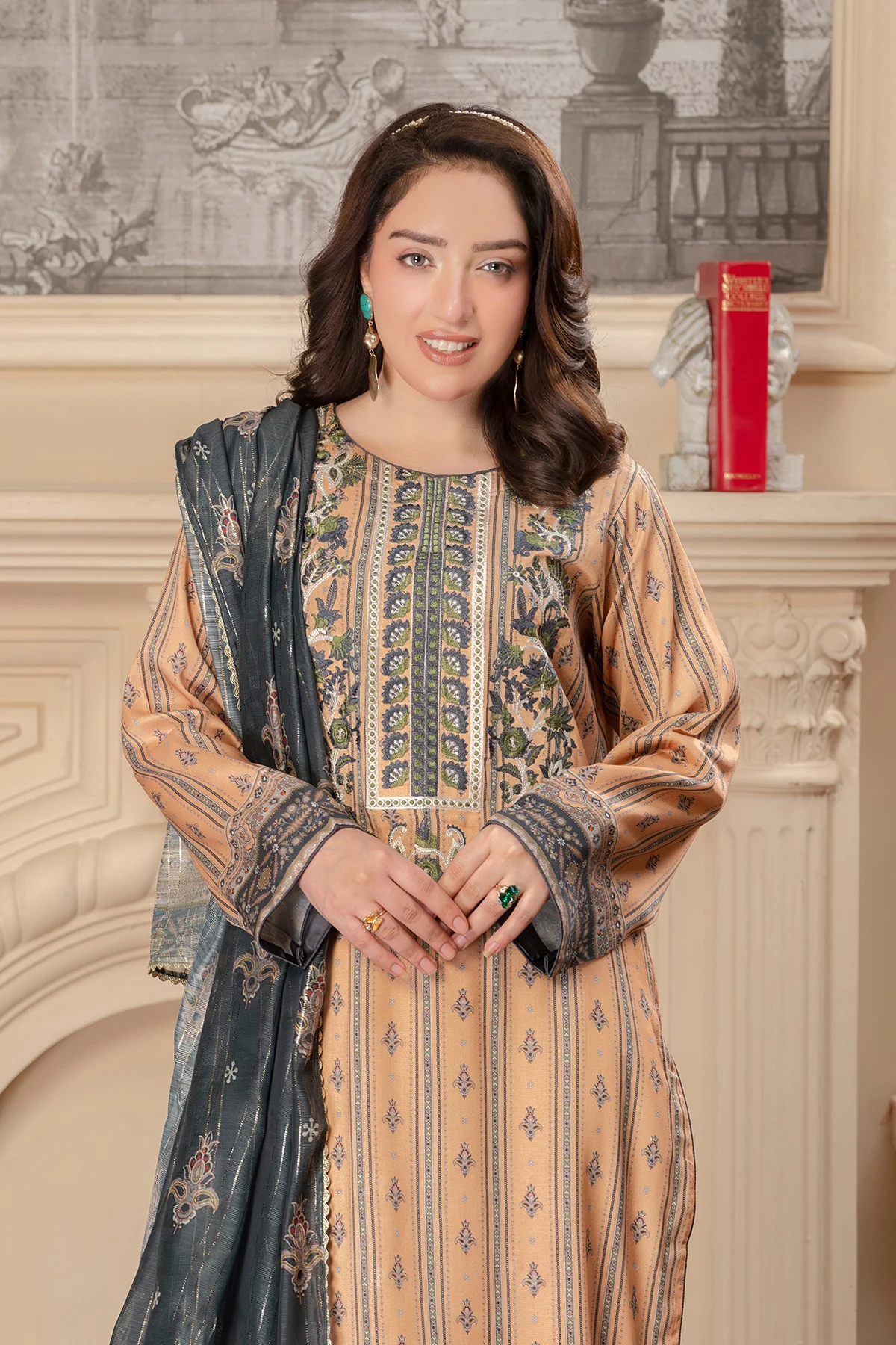 Motif Corduroy Printed Suit-017 - Image 6