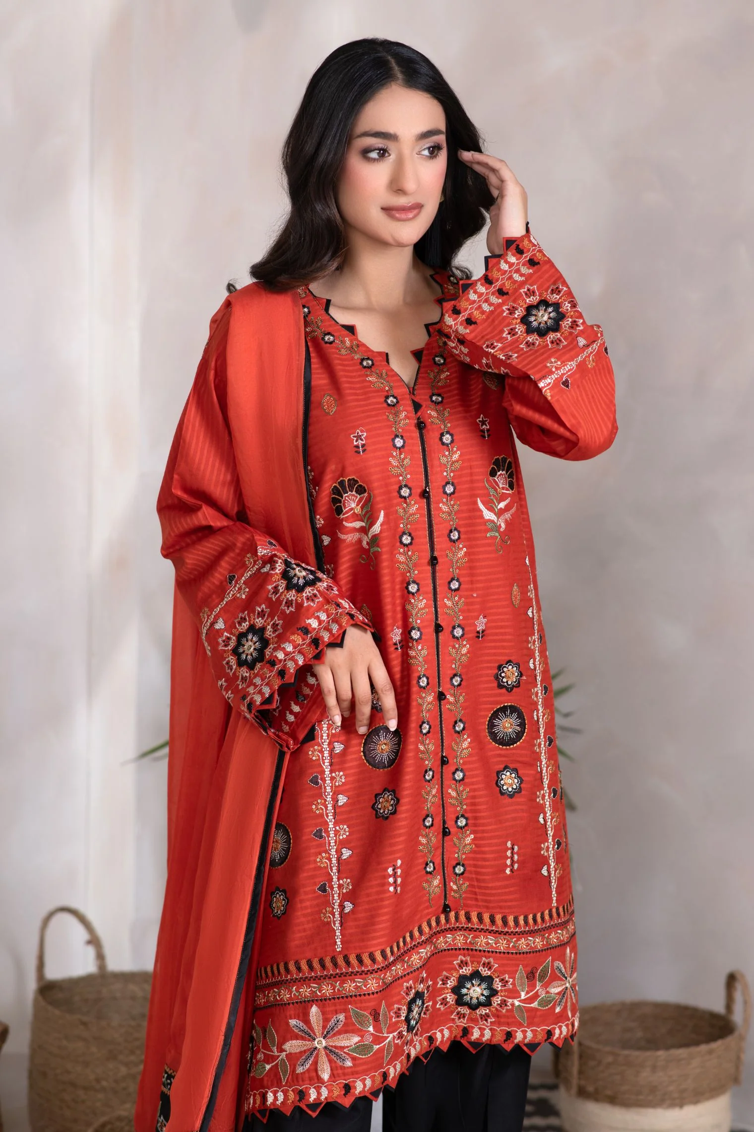 Motif Cotton Embroidered Suit-002 - Image 2