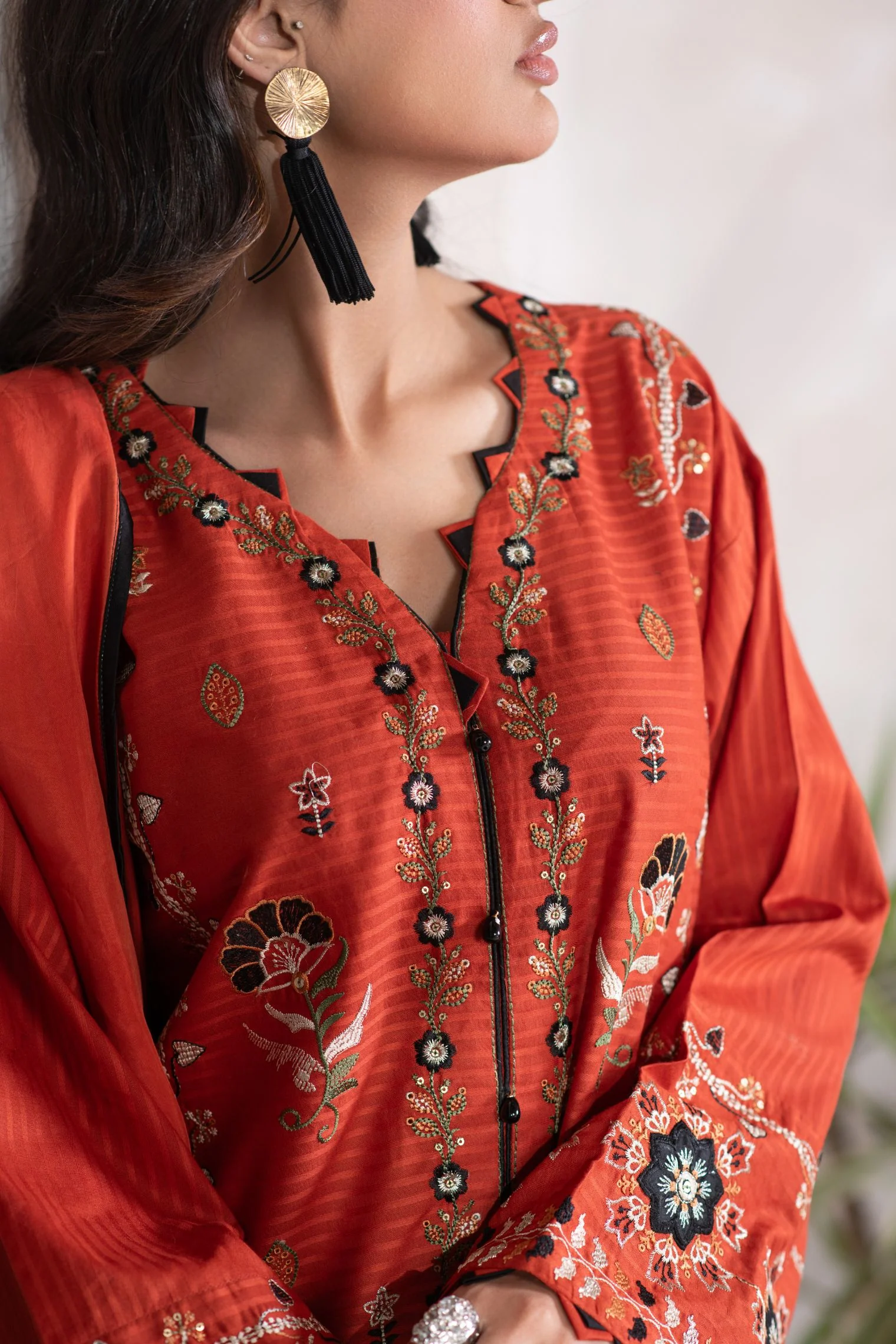 Motif Cotton Embroidered Suit-002 - Image 5