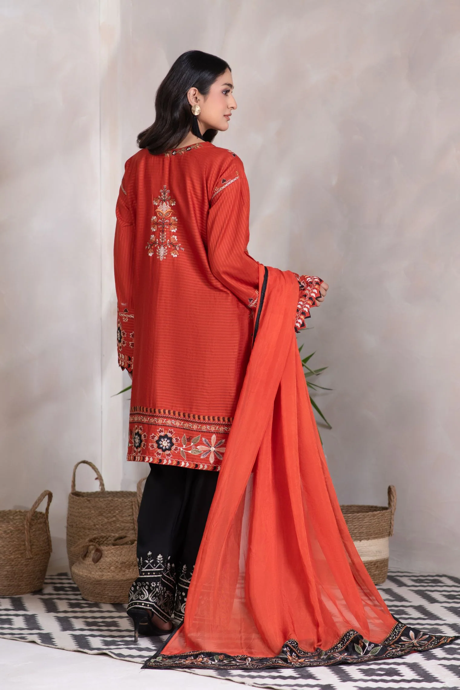 Motif Cotton Embroidered Suit-002 - Image 6