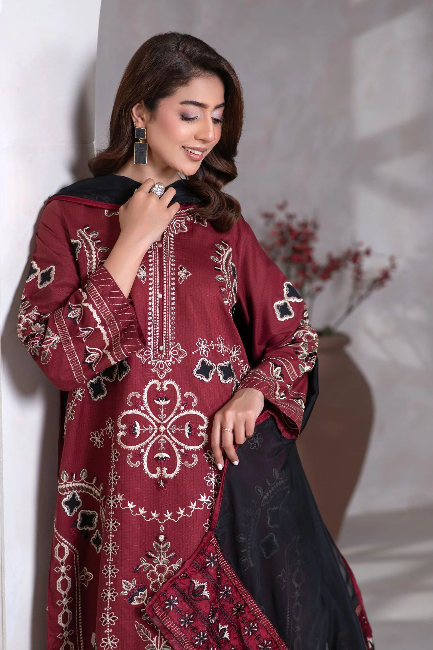 Motif Cotton Embroidered Suit-244 - Image 6