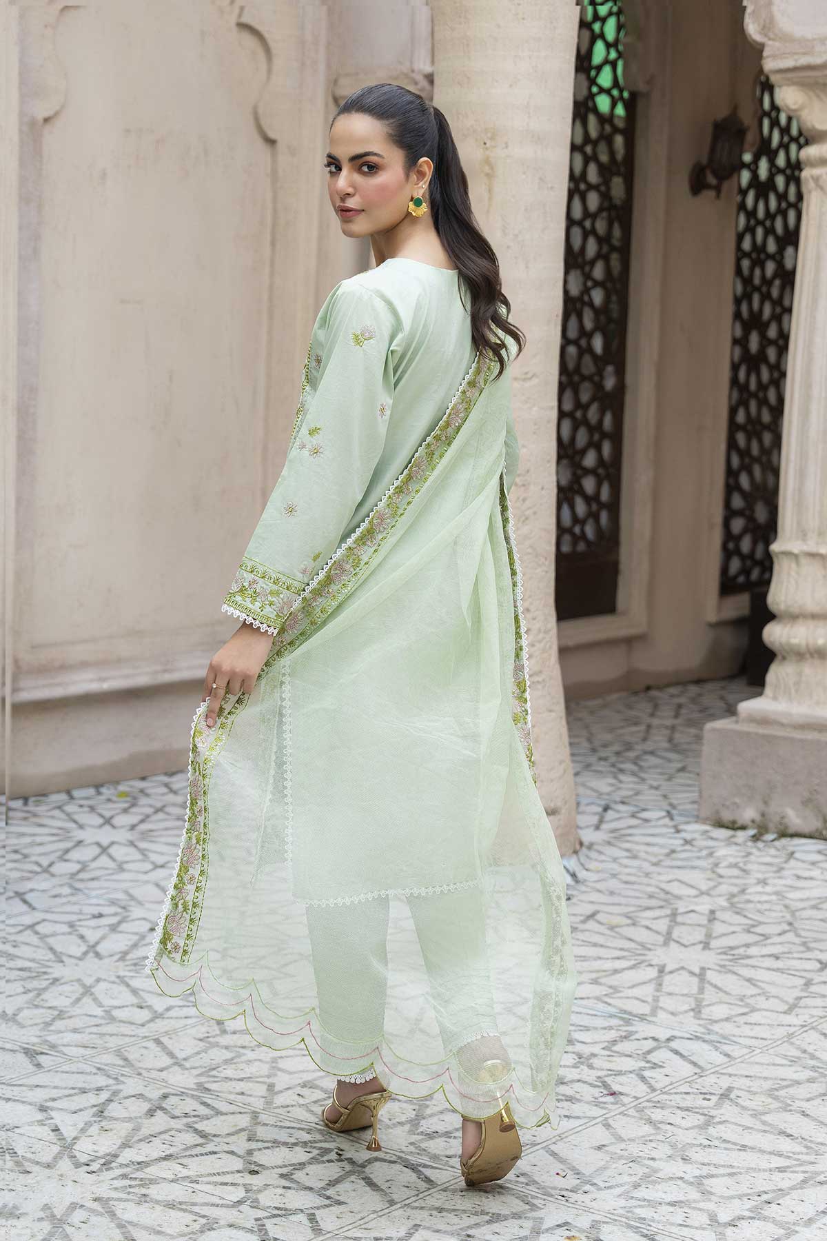 Motif Cotton Embroidered Suit-3800 - Image 3