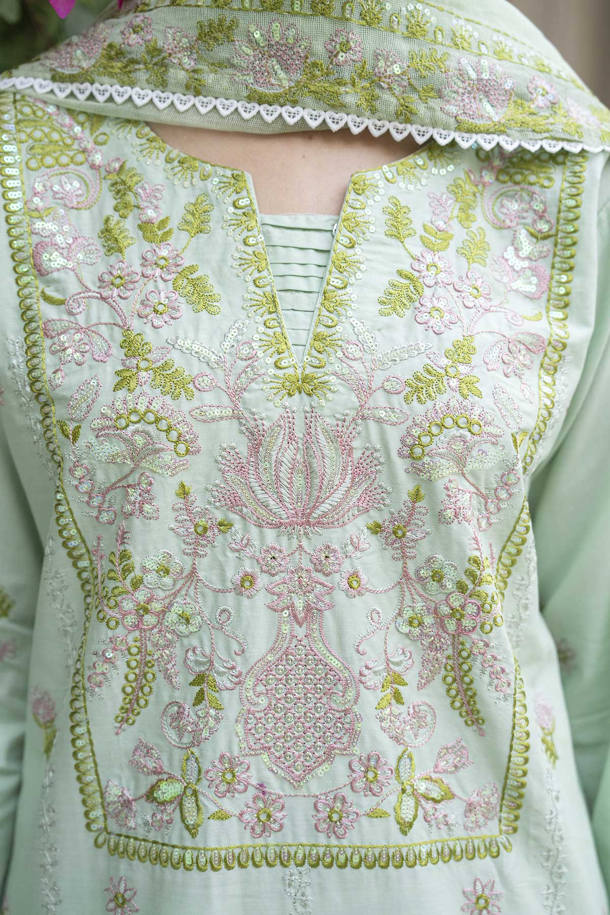 Motif Cotton Embroidered Suit-3800 - Image 5