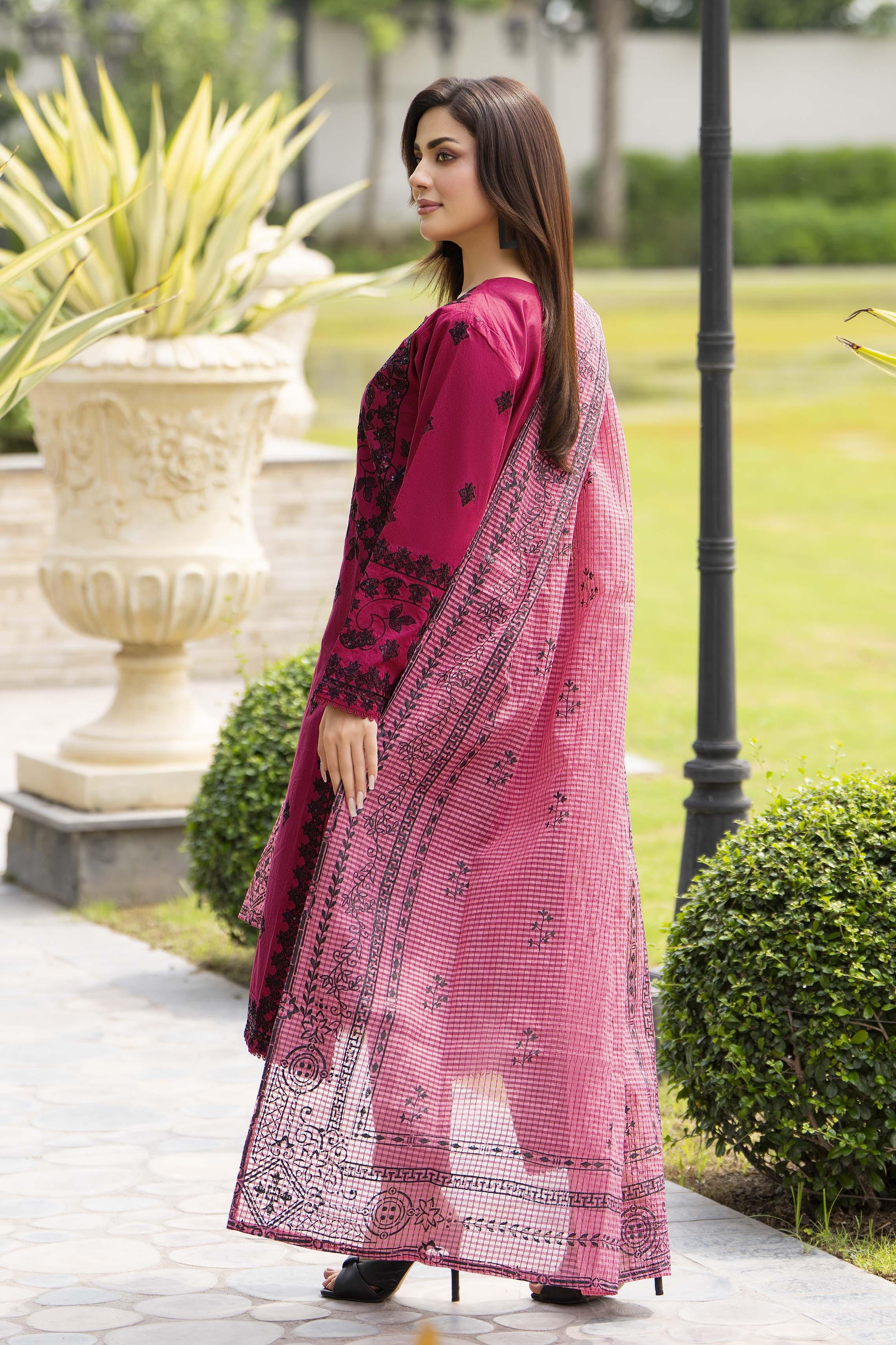Motif Cotton Sequence Embroidered Suit-3808 - Image 6