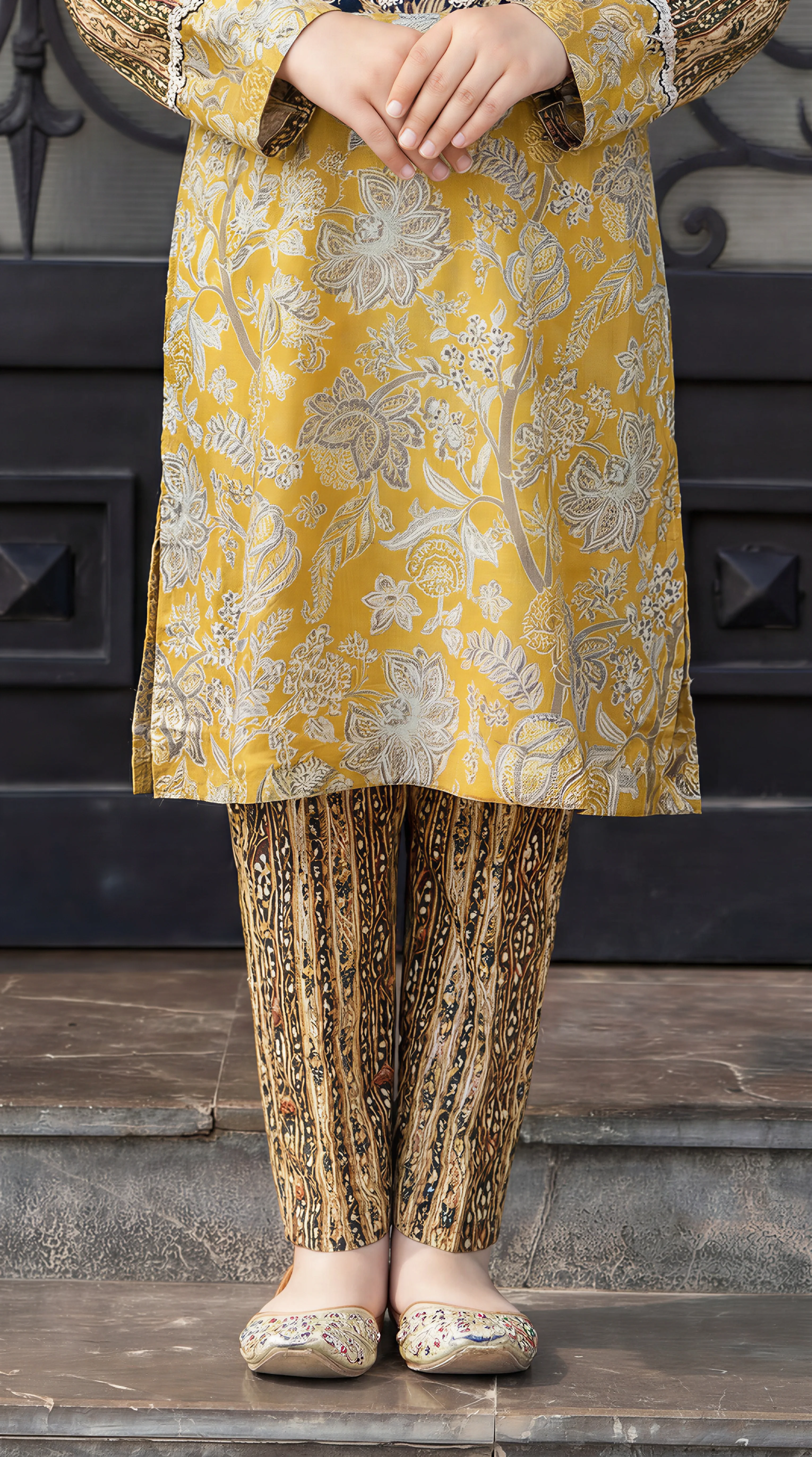 Motif Girls Cambric Printed Co-Ord Set-064 - Image 4
