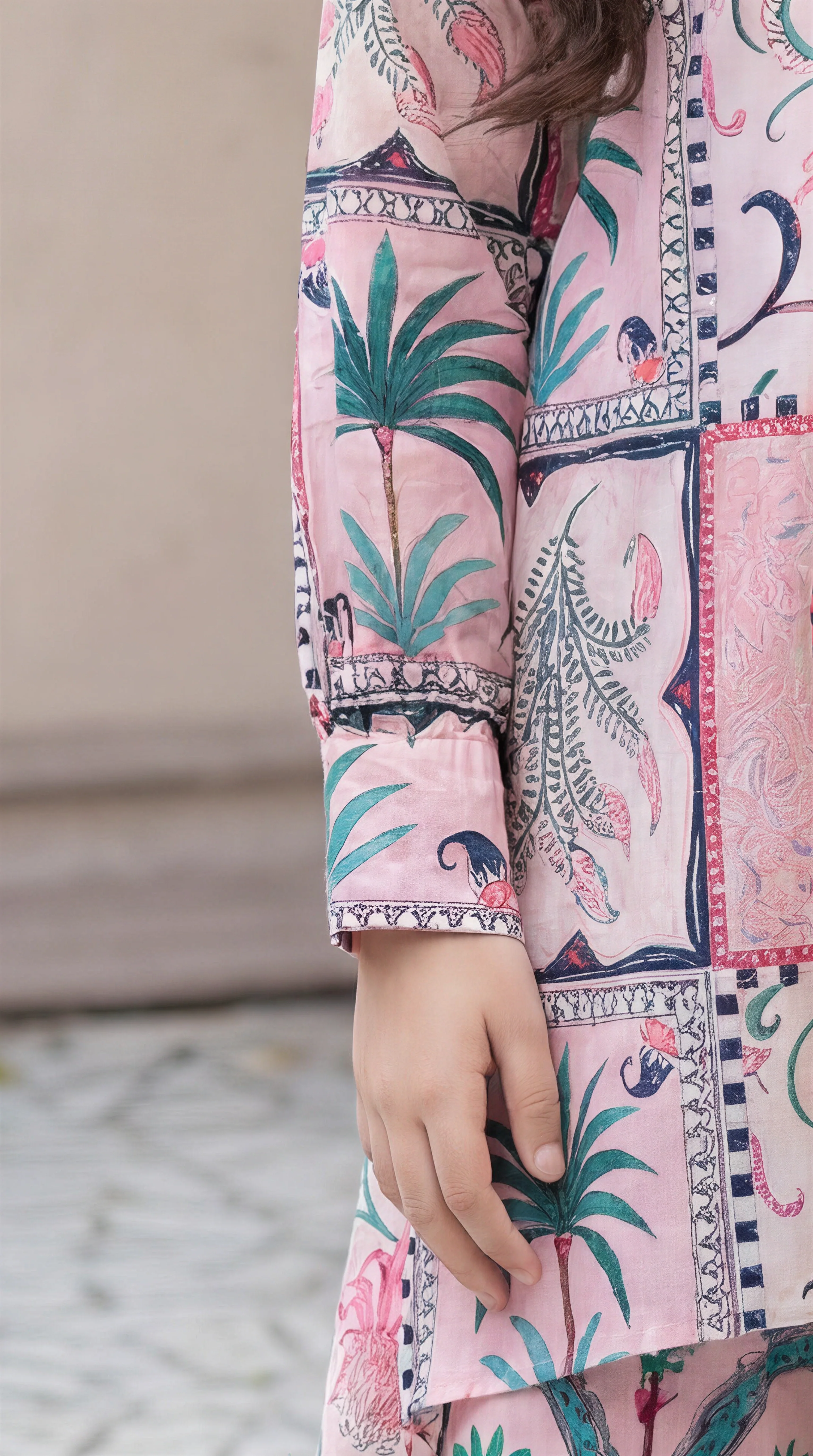 Motif Girls Cambric Printed Co-Ord Set-002 - Image 3