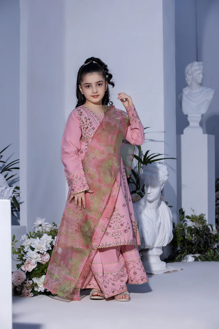 Motif Girls Cotton Embroidered Suit-554 - Image 4