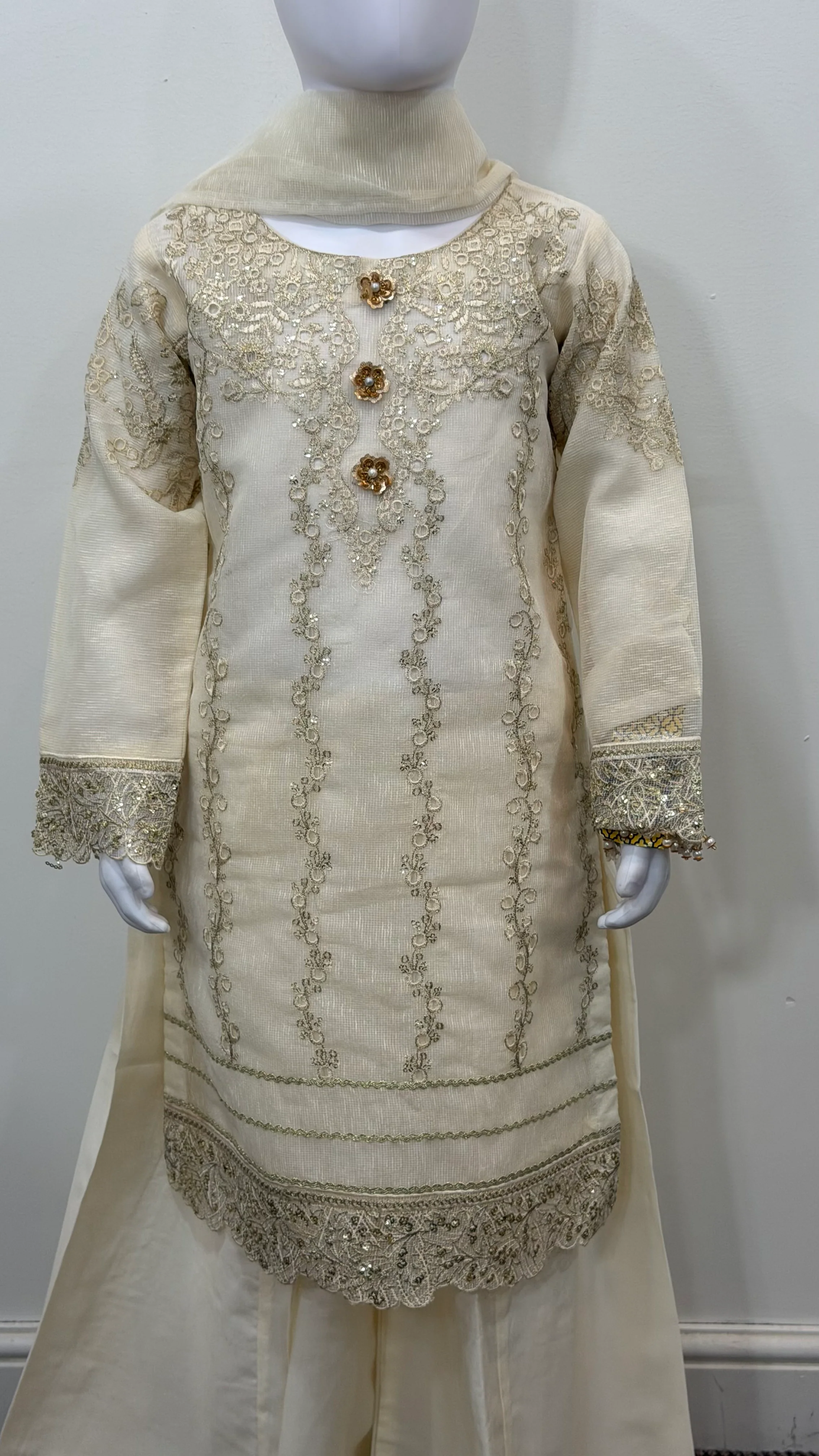 Motif Girls Cotton Embroidered Suit-676 - Image 2