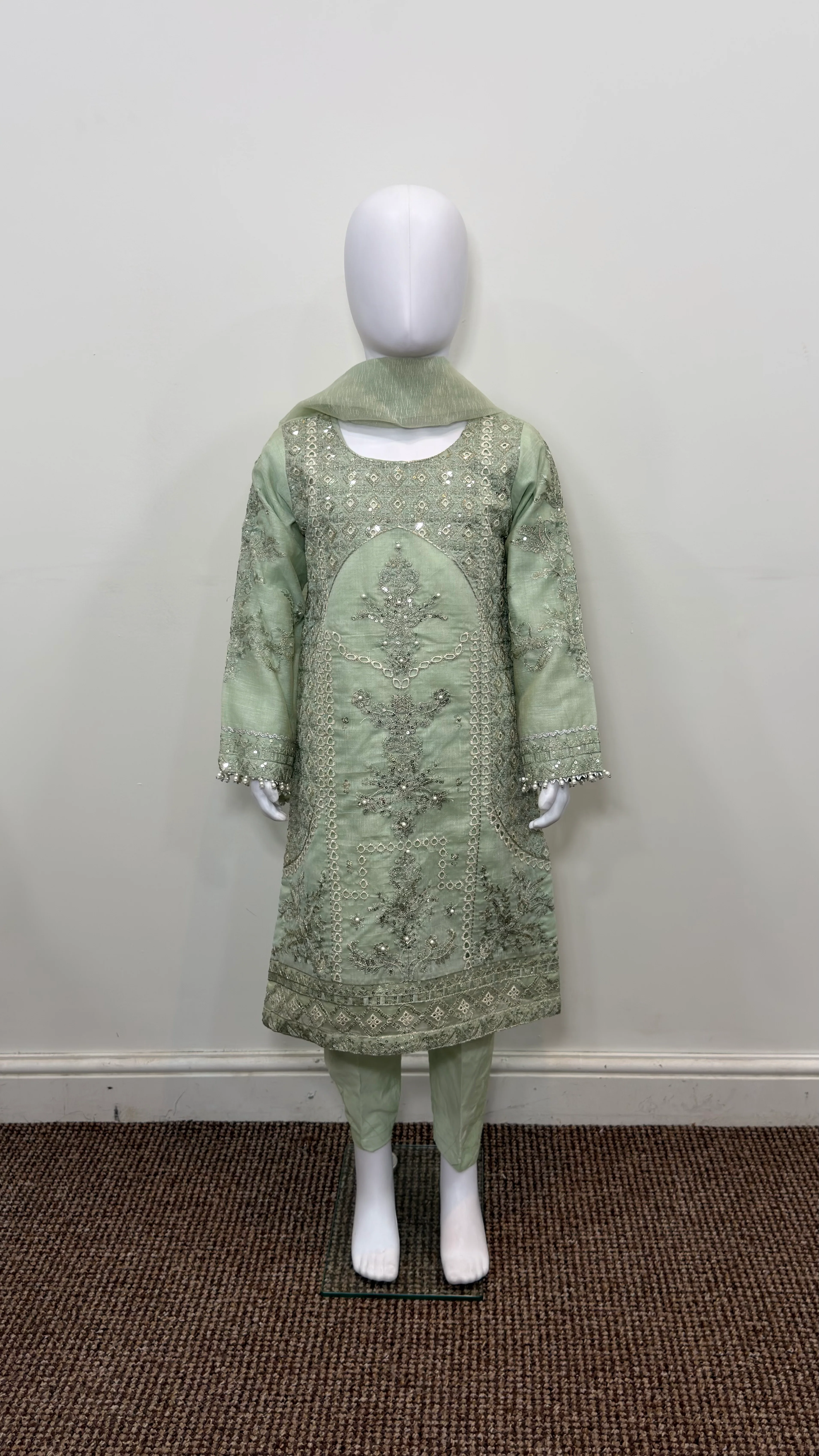 Motif Girls Cotton Embroidered Suit-681