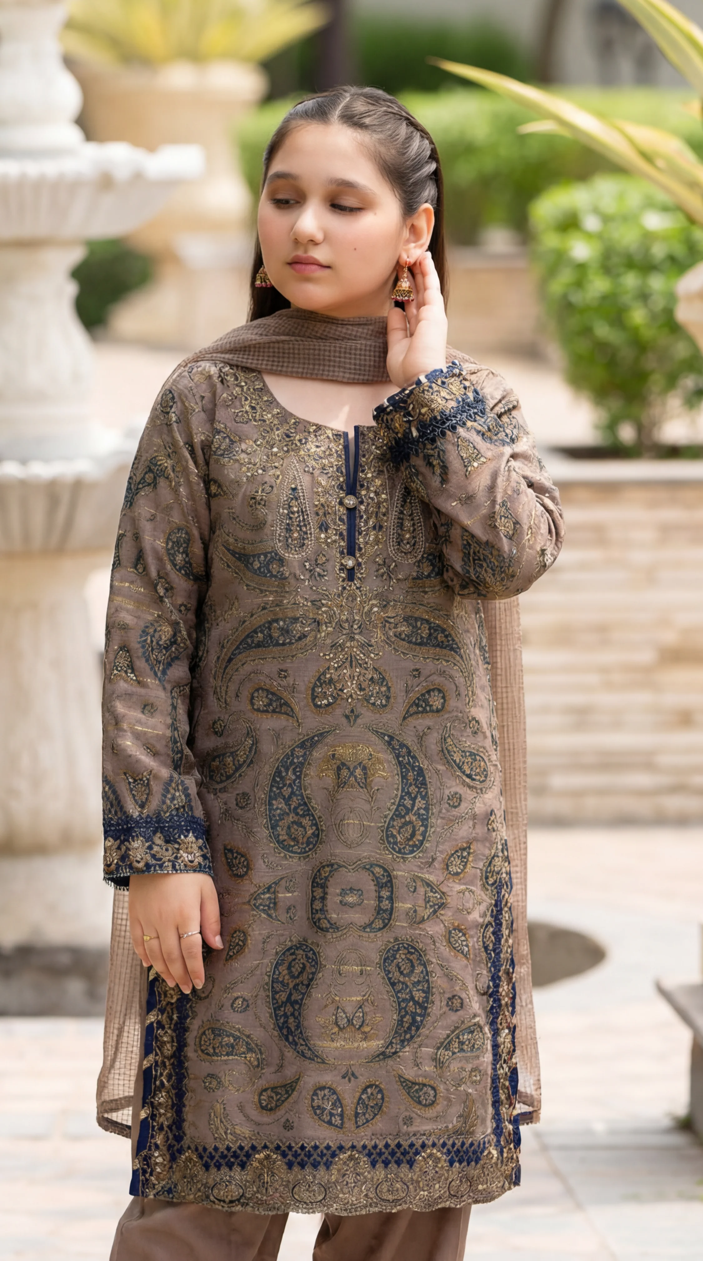 Motif Girls Cotton Embroidered Suit-690 - Image 2