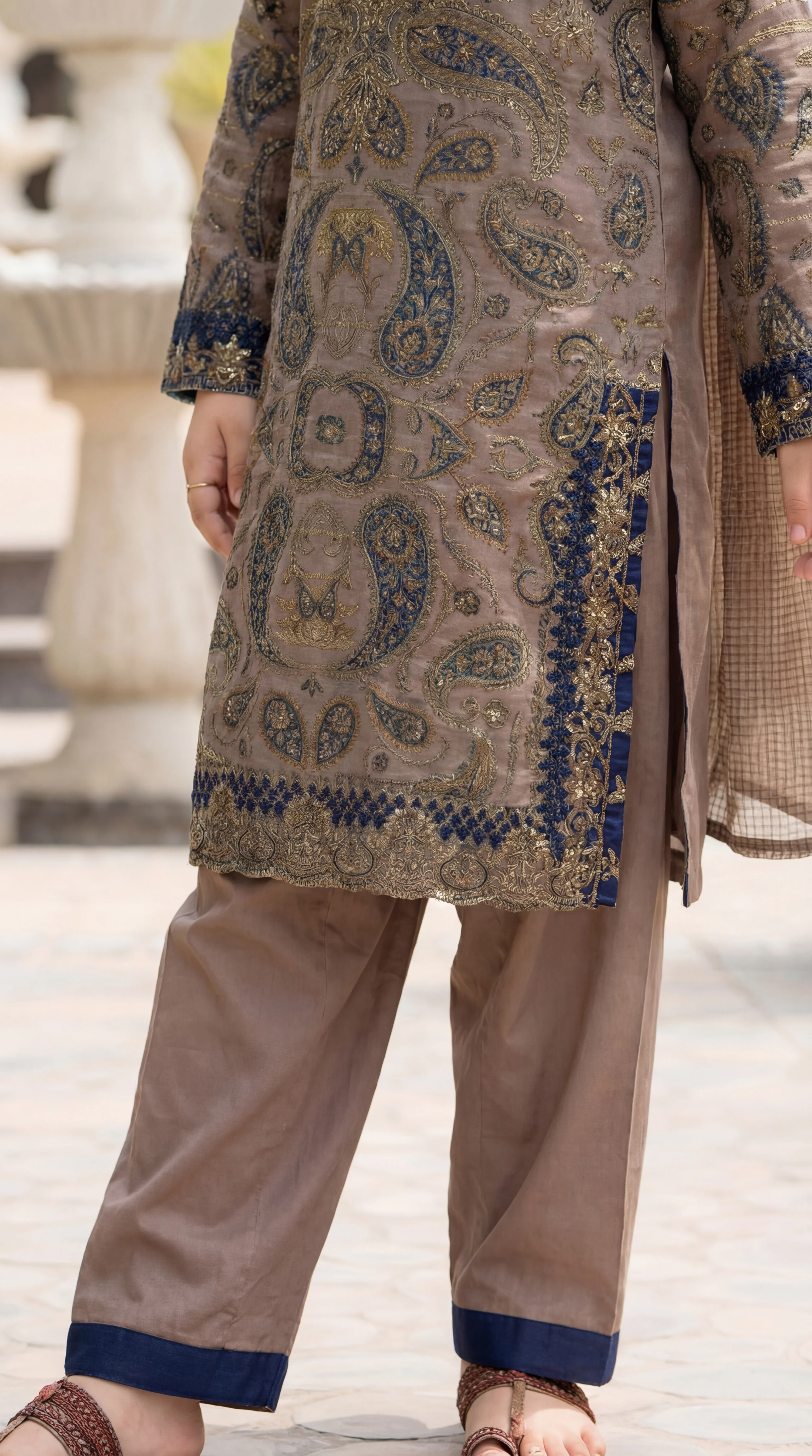 Motif Girls Cotton Embroidered Suit-690 - Image 4