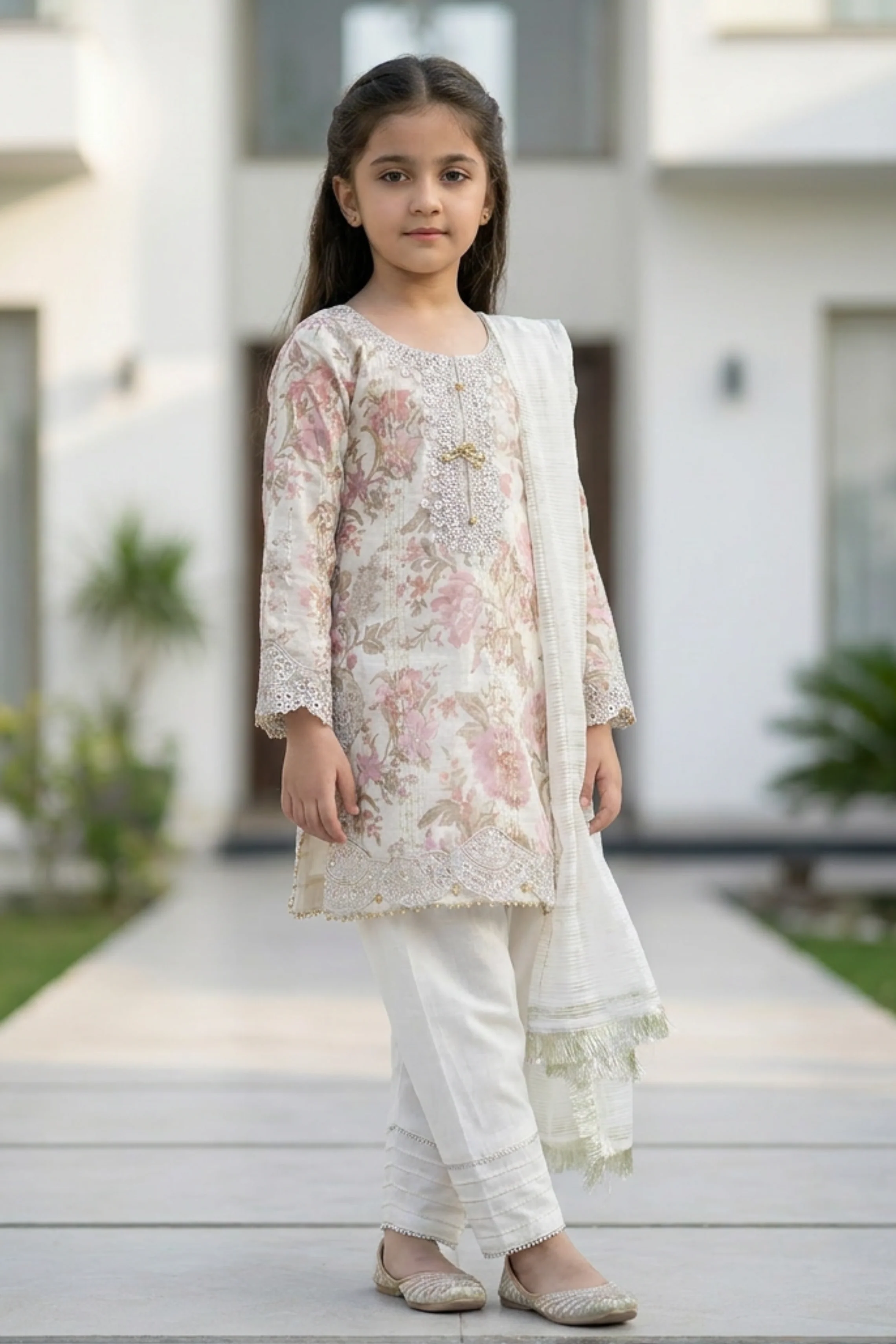 Motif Girls Embroidered suit-671 - Image 2