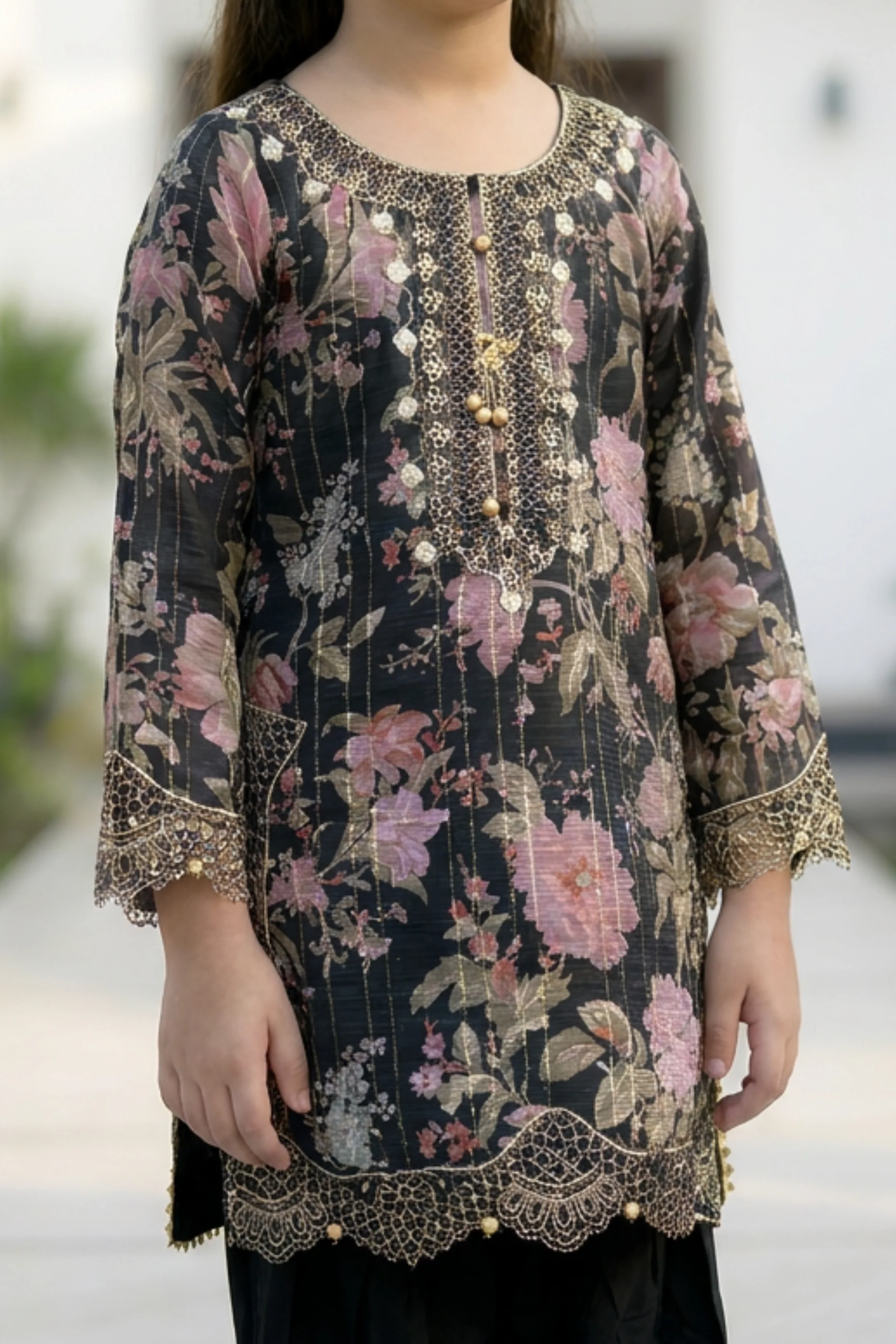Motif Girls Embroidered suit-671 - Image 4