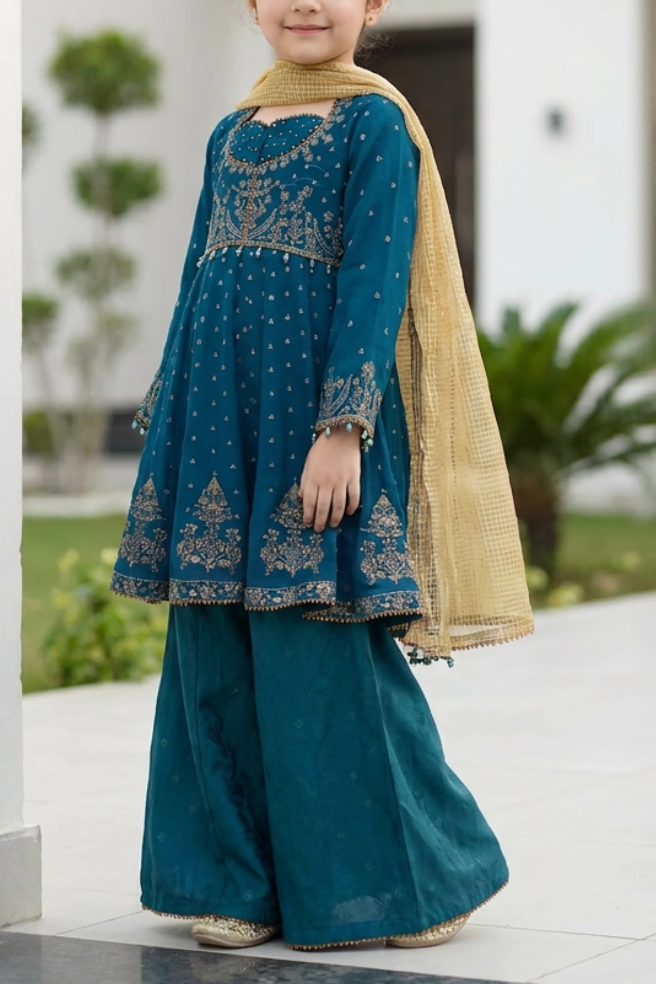 Motif Girls Embroidered suit-688 - Image 3