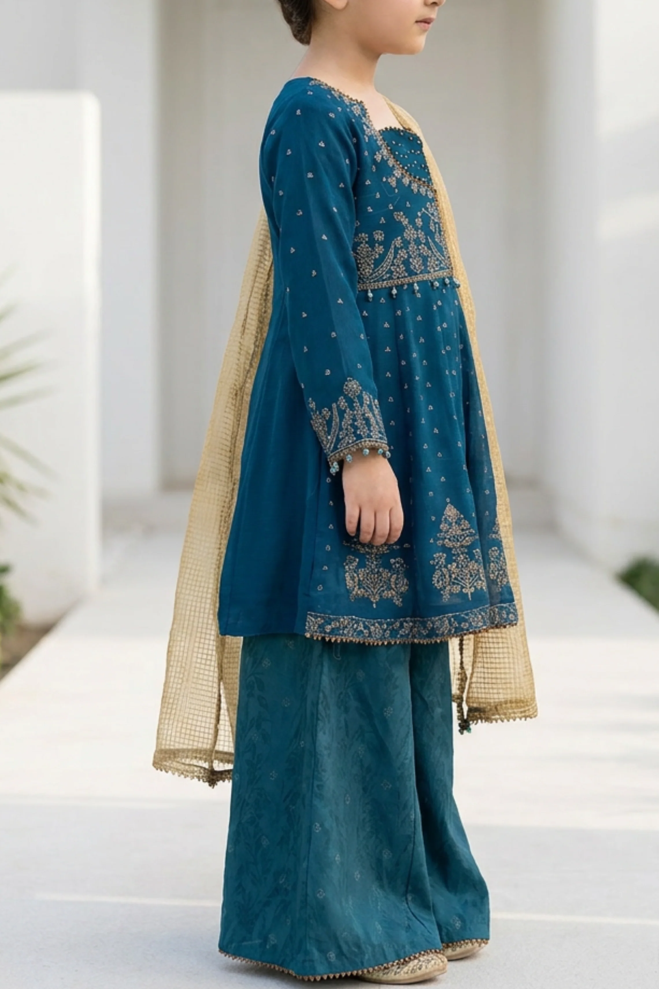 Motif Girls Embroidered suit-688 - Image 4