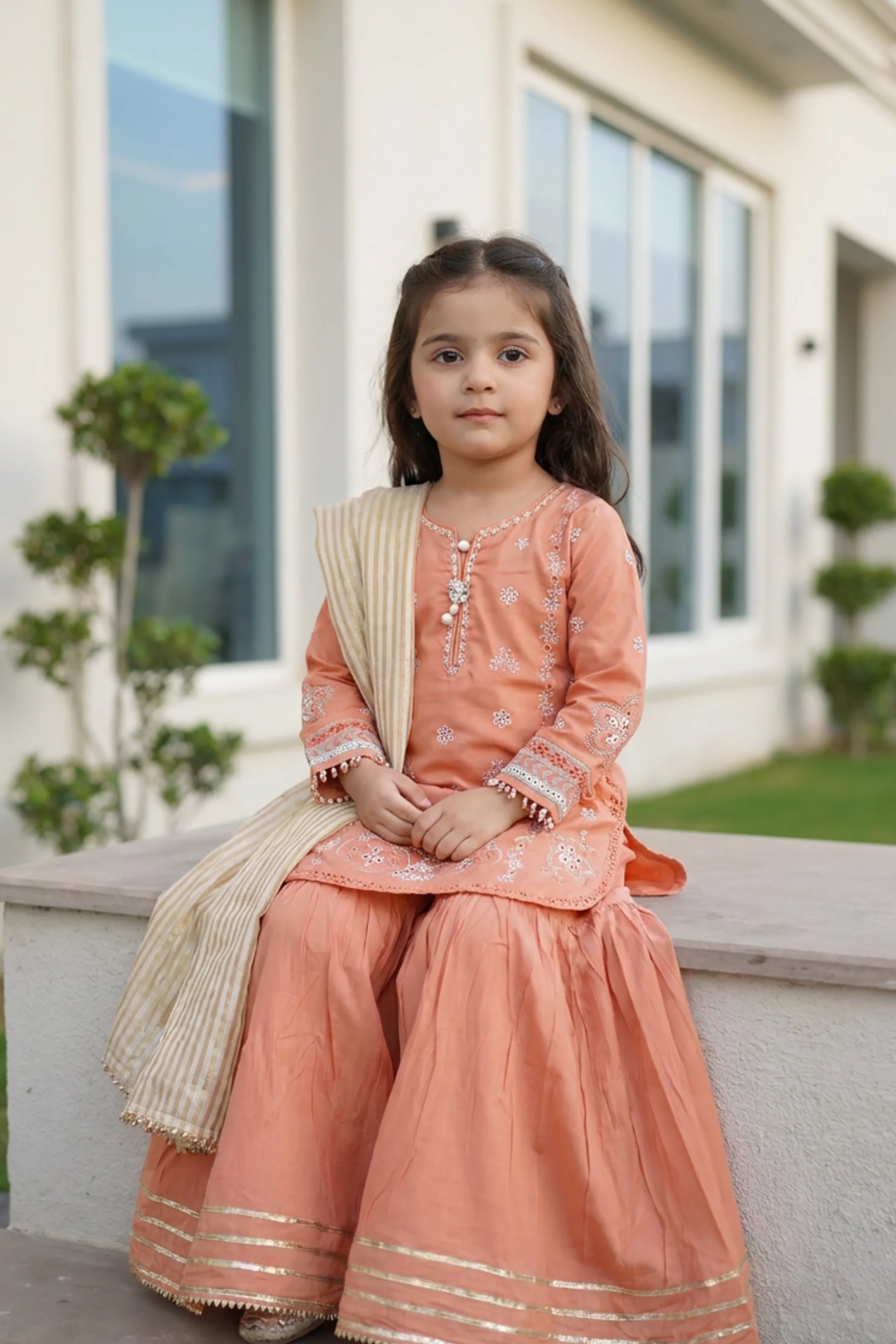 Motif Girls Embroidered Viscose Suit-693 - Image 2