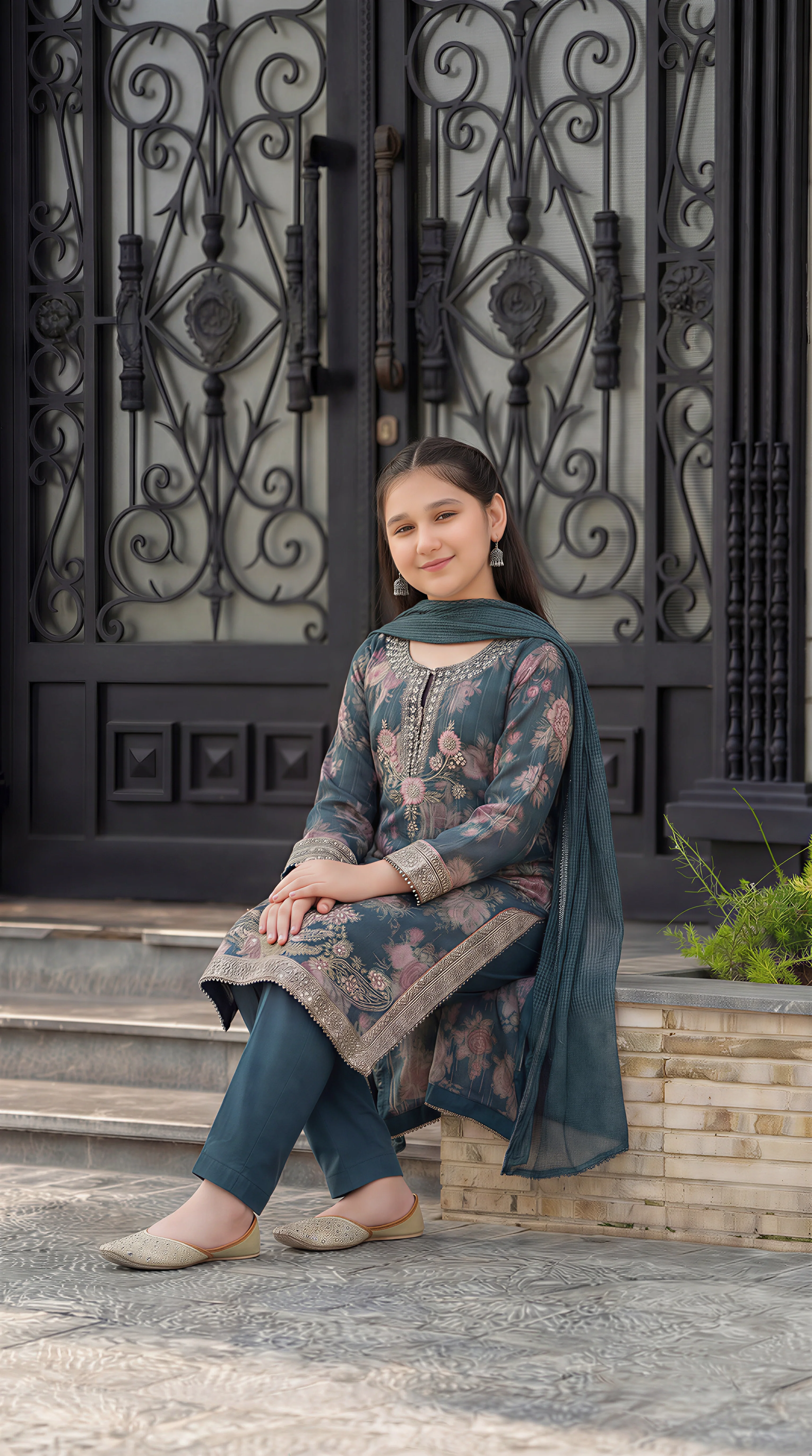 Motif Girls Munar Embroidered suit-684 - Image 3