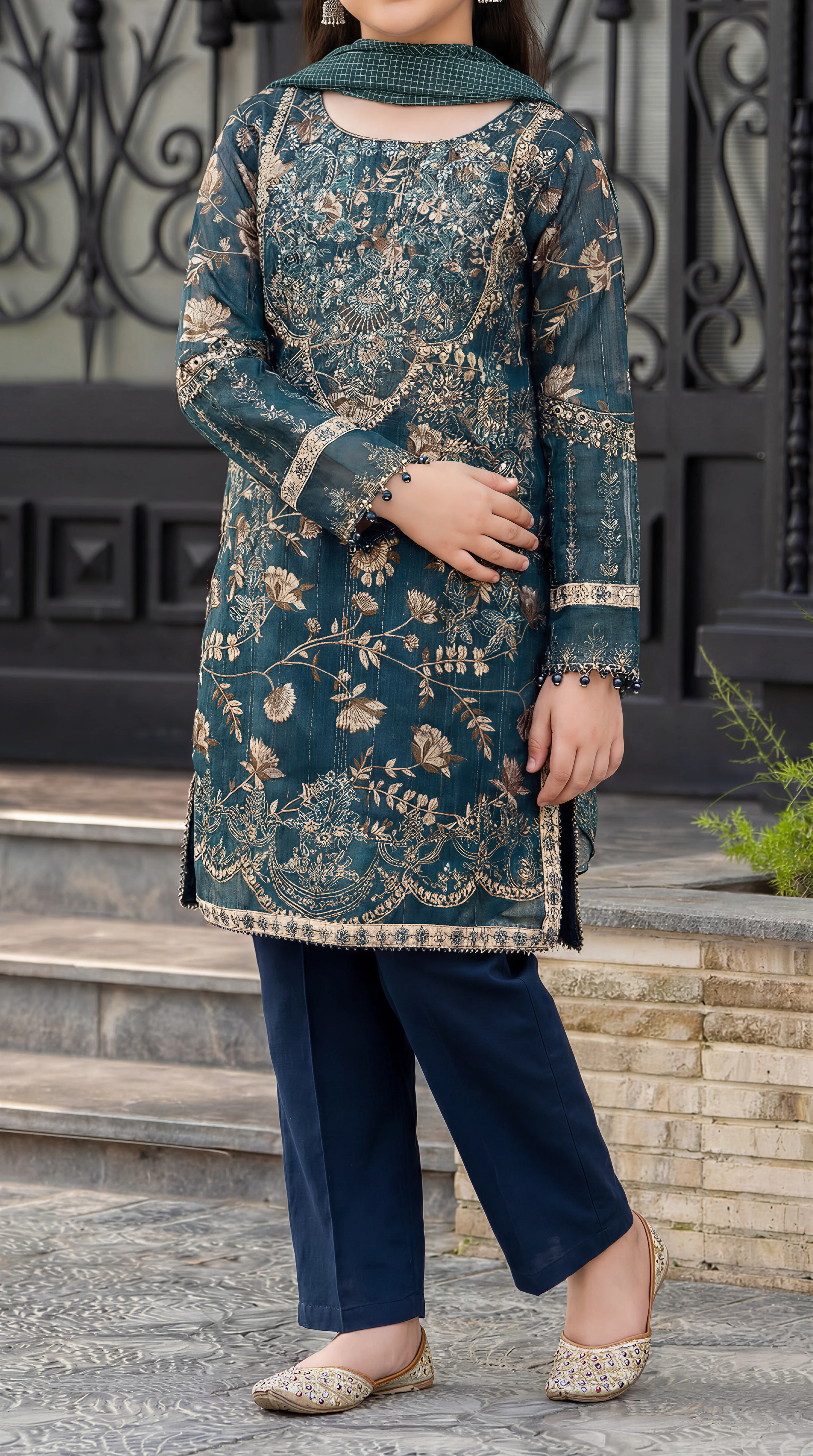 Motif Girls Munar Embroidered suit-685 - Image 2