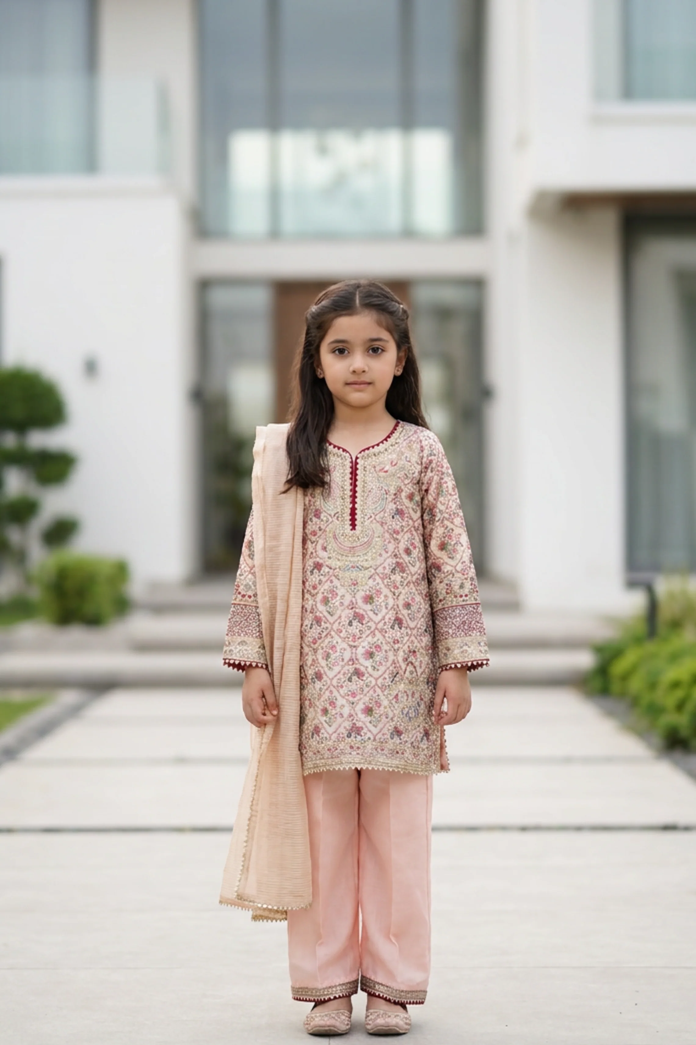 Motif Girls Munar Embroidered suit-689