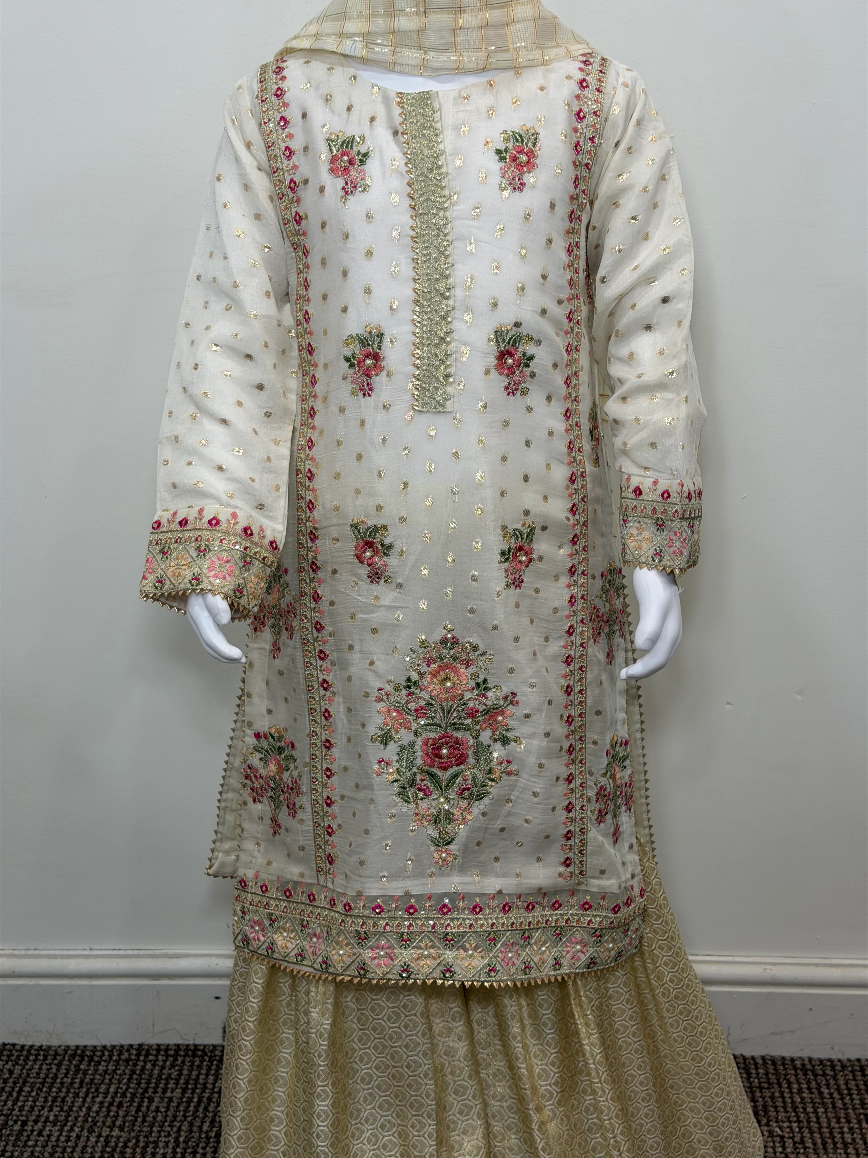 Motif Girls Silk Embroidered Suit-697 - Image 3