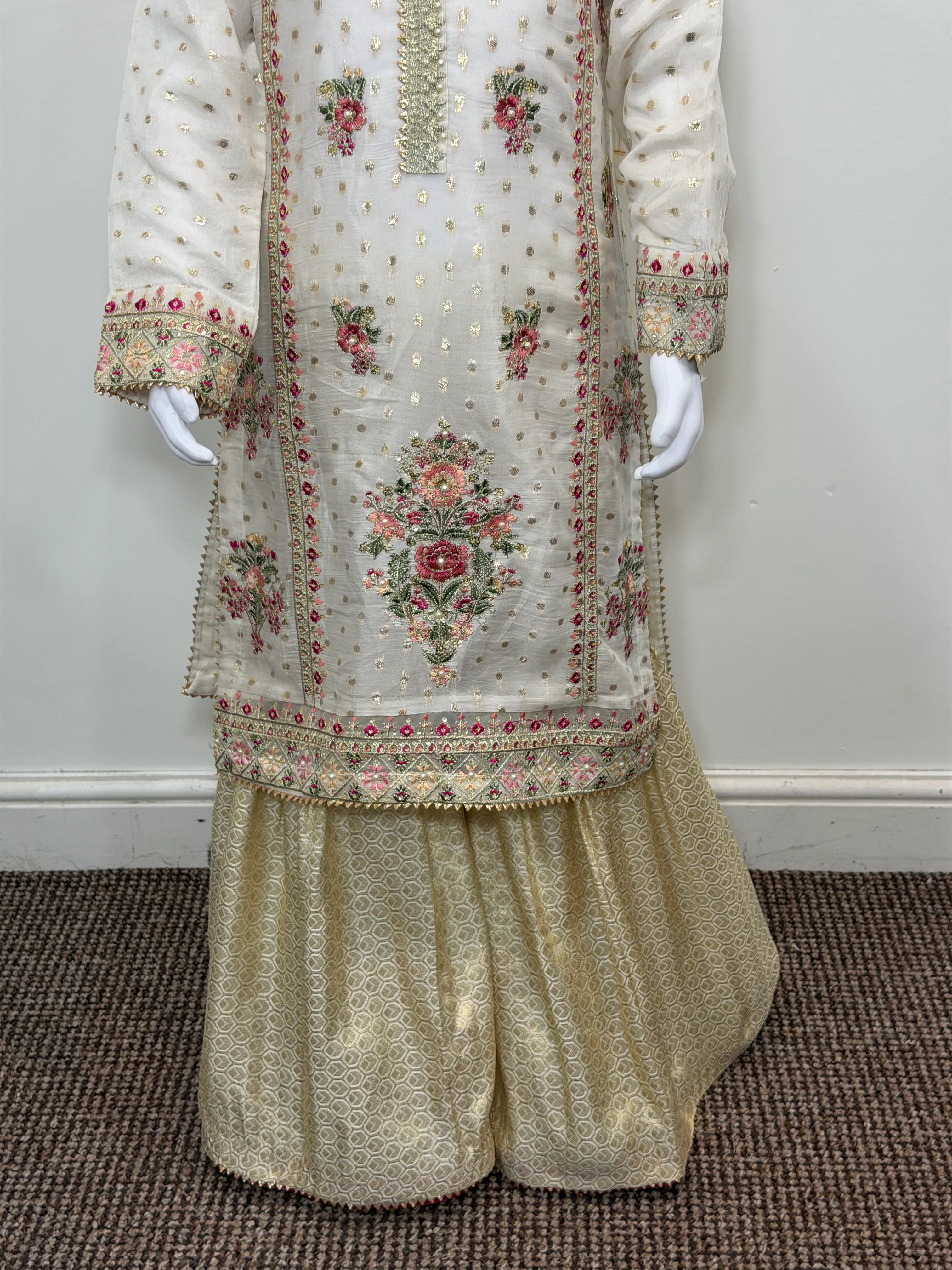 Motif Girls Silk Embroidered Suit-697 - Image 4