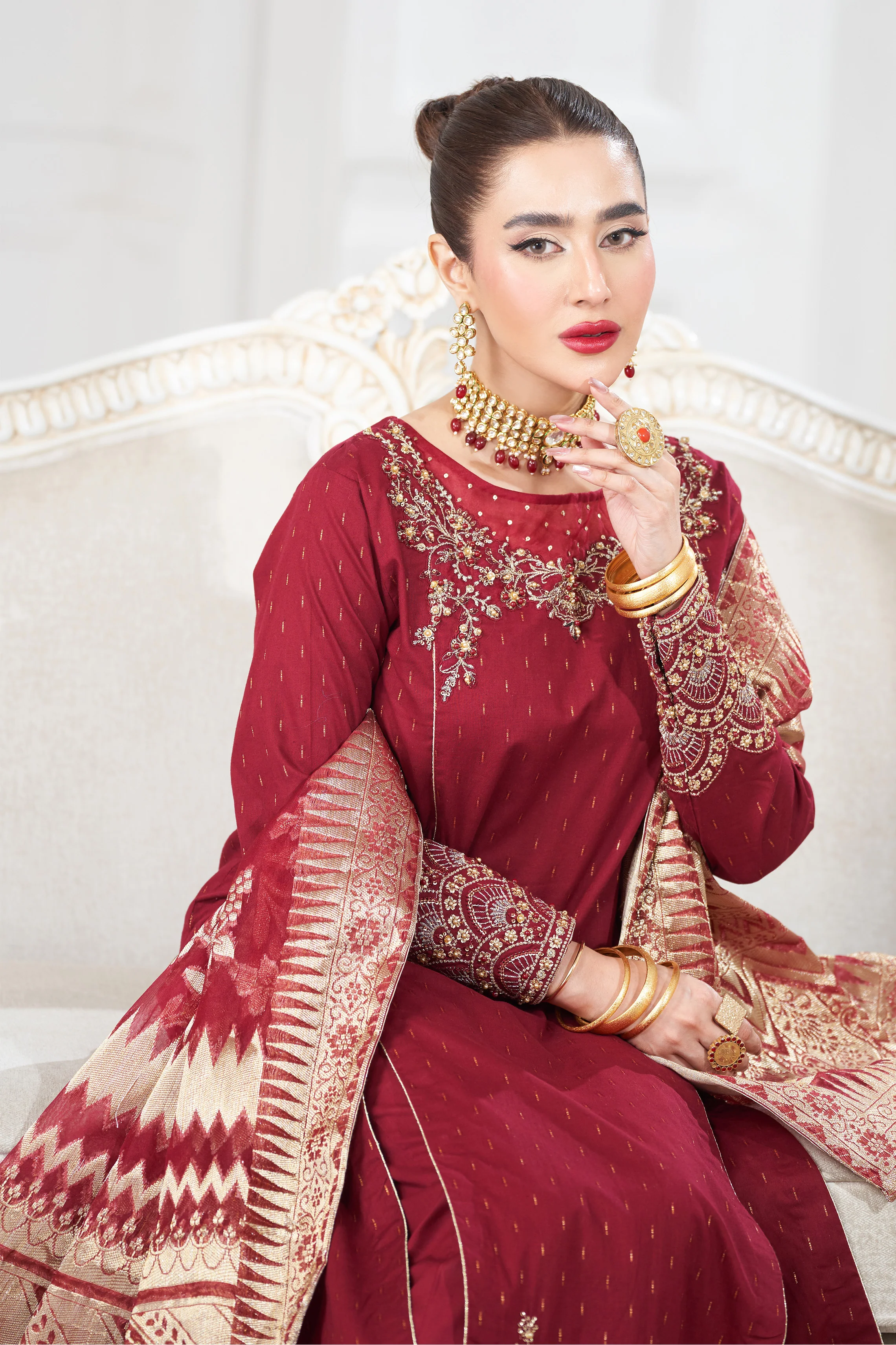 Motif Golden Brosha Embroidered Suit-026 - Image 11
