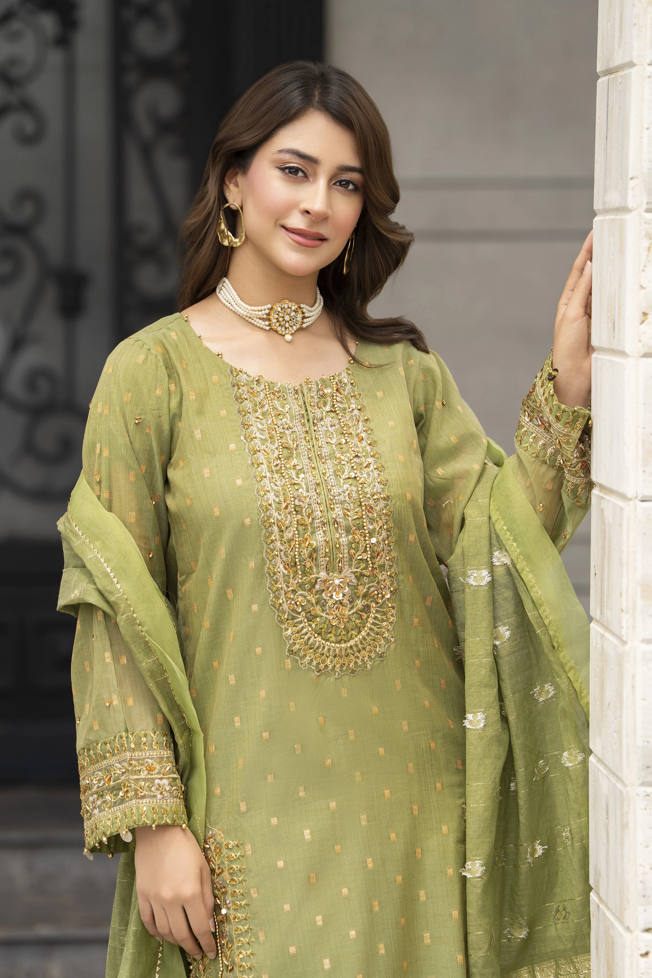 Motif Jacquard Embroidered Suit-358 - Image 6