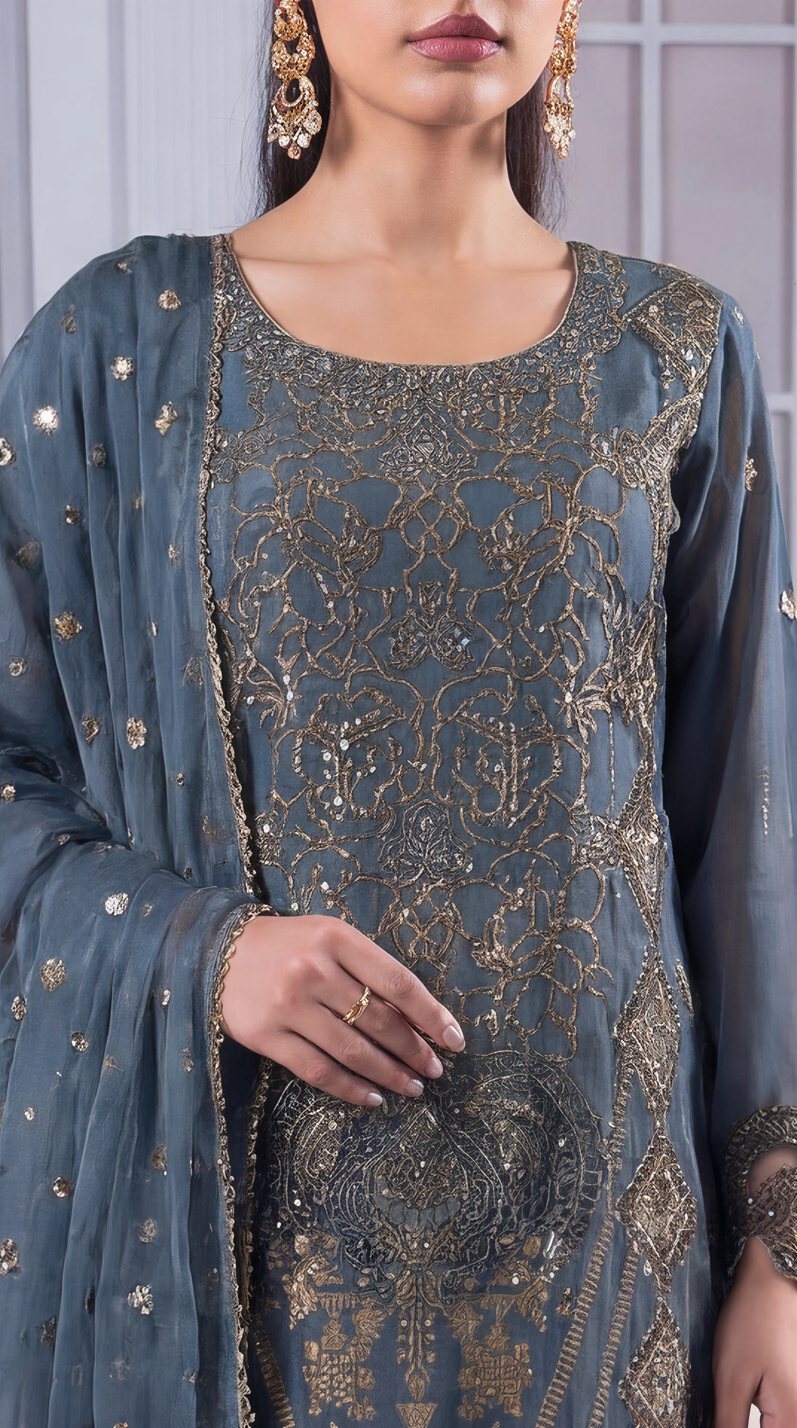 Motif Jacquard Embroidered Suit-3996 - Image 4
