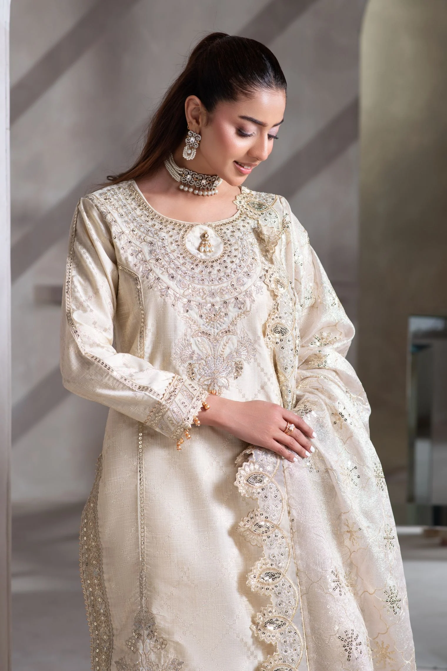 Motif Jacquard Embroidered Suit-4013 - Image 2