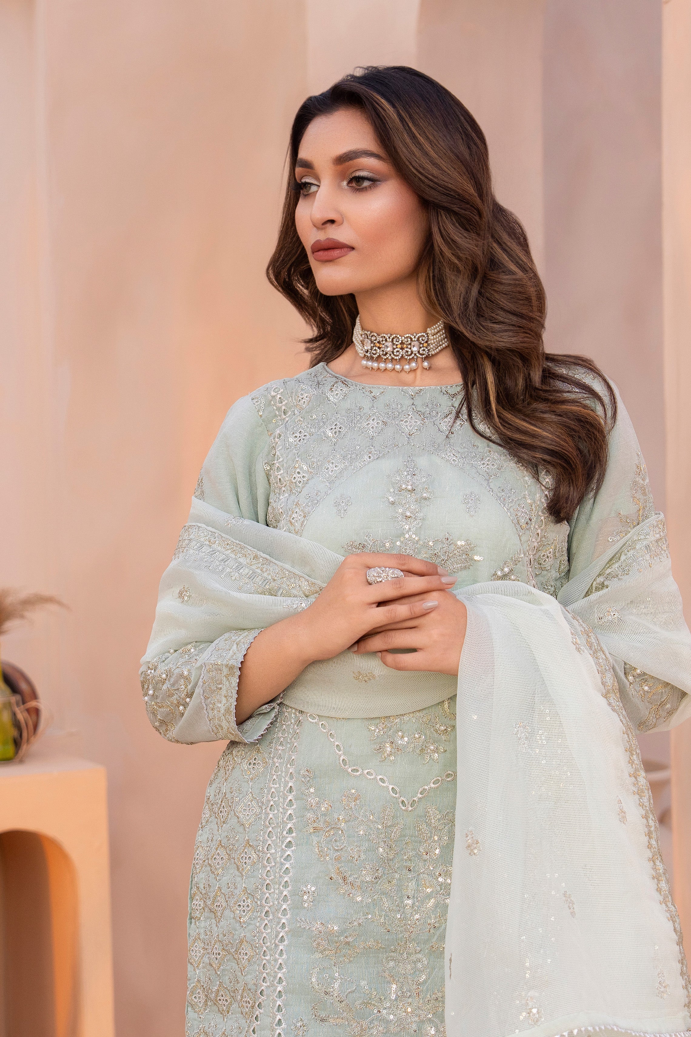 Motif Cotton Embroidered Suit-3540 - Image 2
