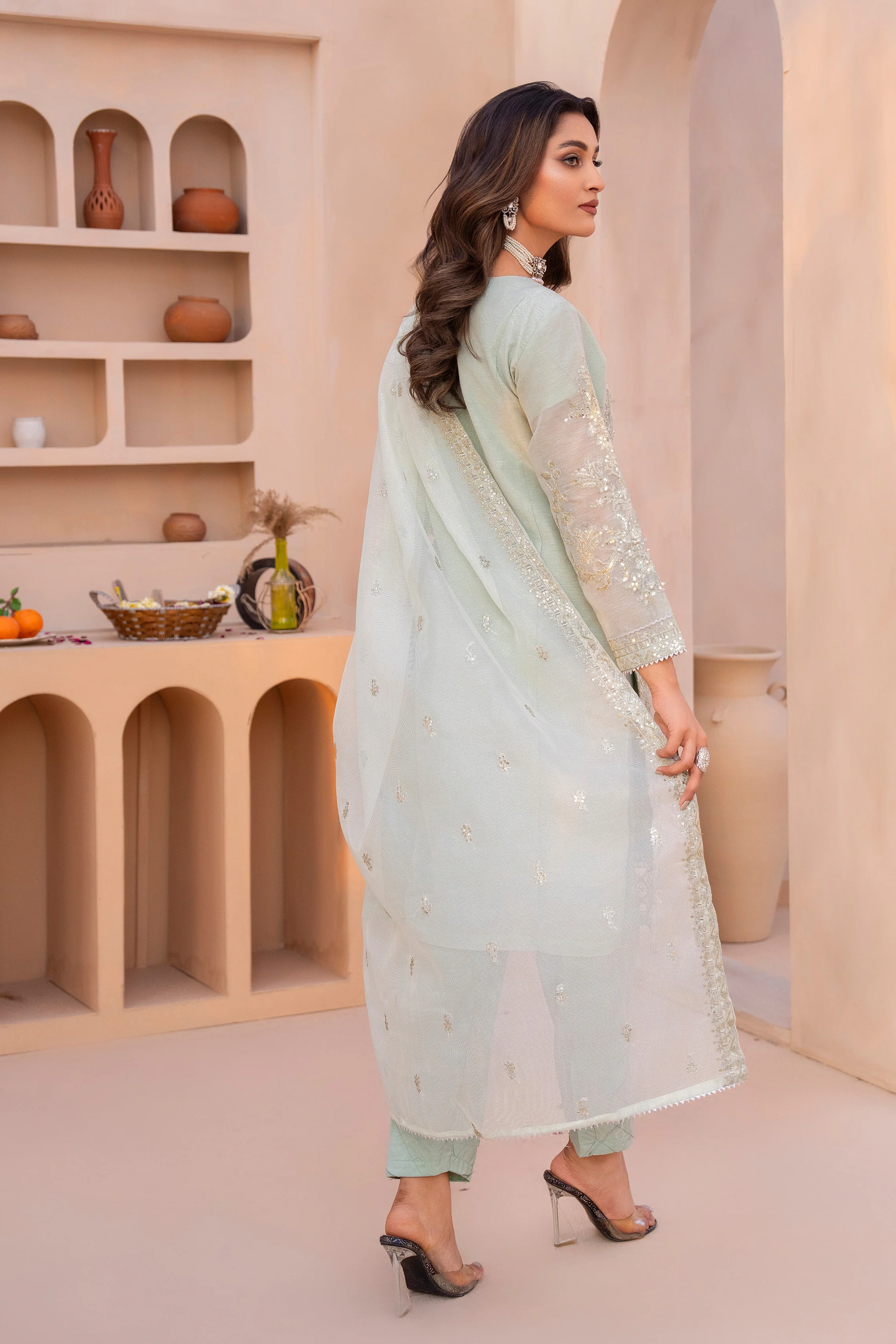 Motif Cotton Embroidered Suit-3540 - Image 6