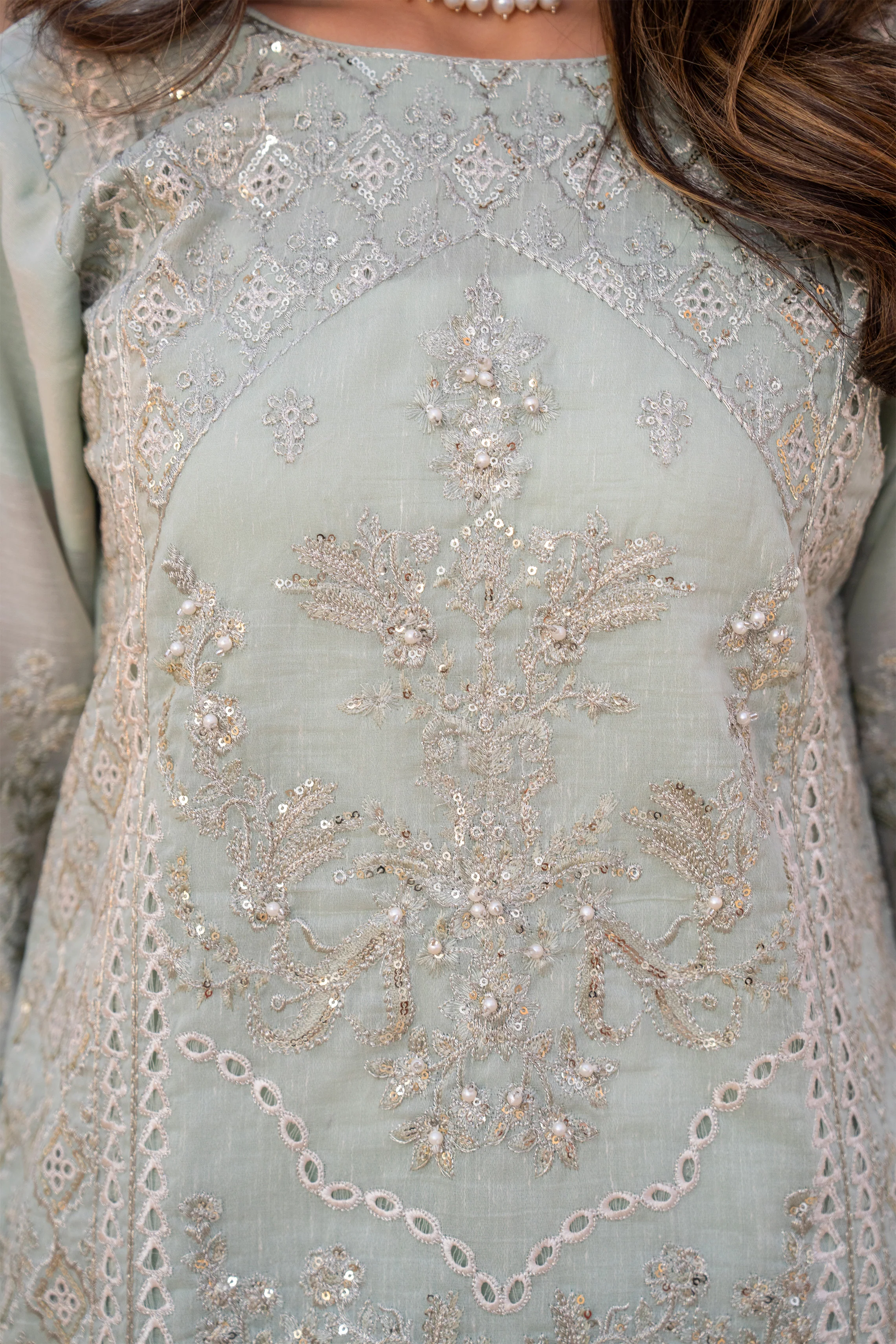 Motif Cotton Embroidered Suit-3540 - Image 7
