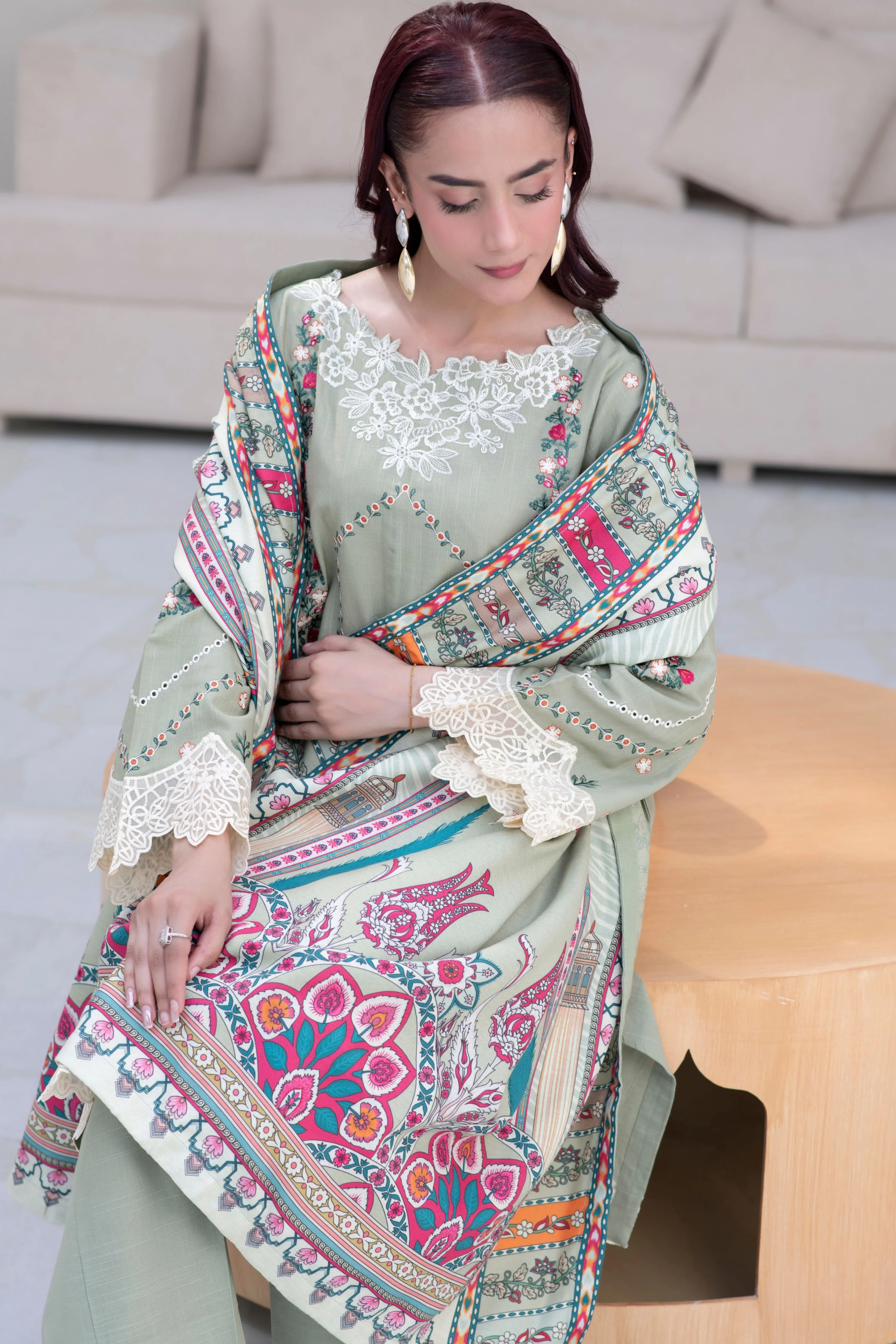 Motif Karandi Embroidered Suit-013 - Image 5