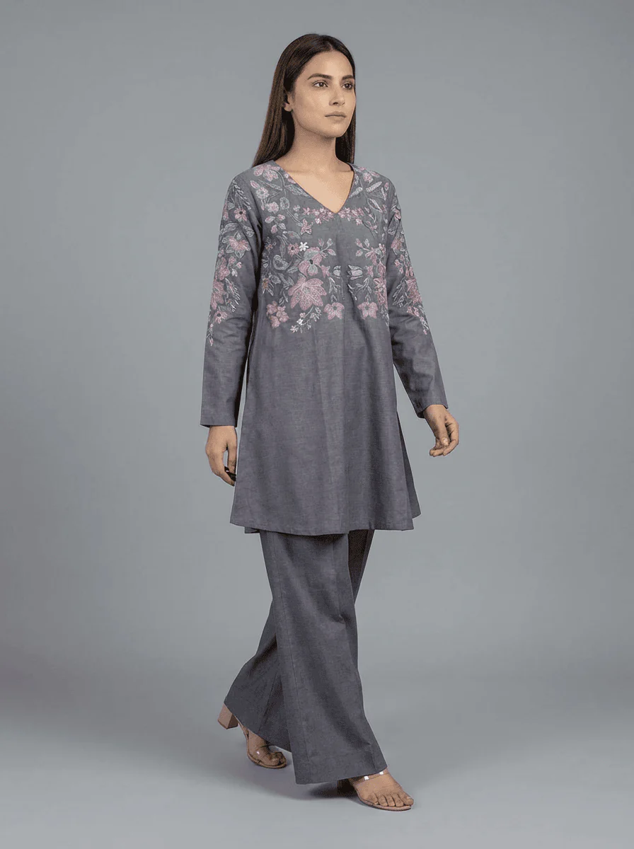 Motif Khaddar Embroidered Co-Ord Set-055 - Image 2