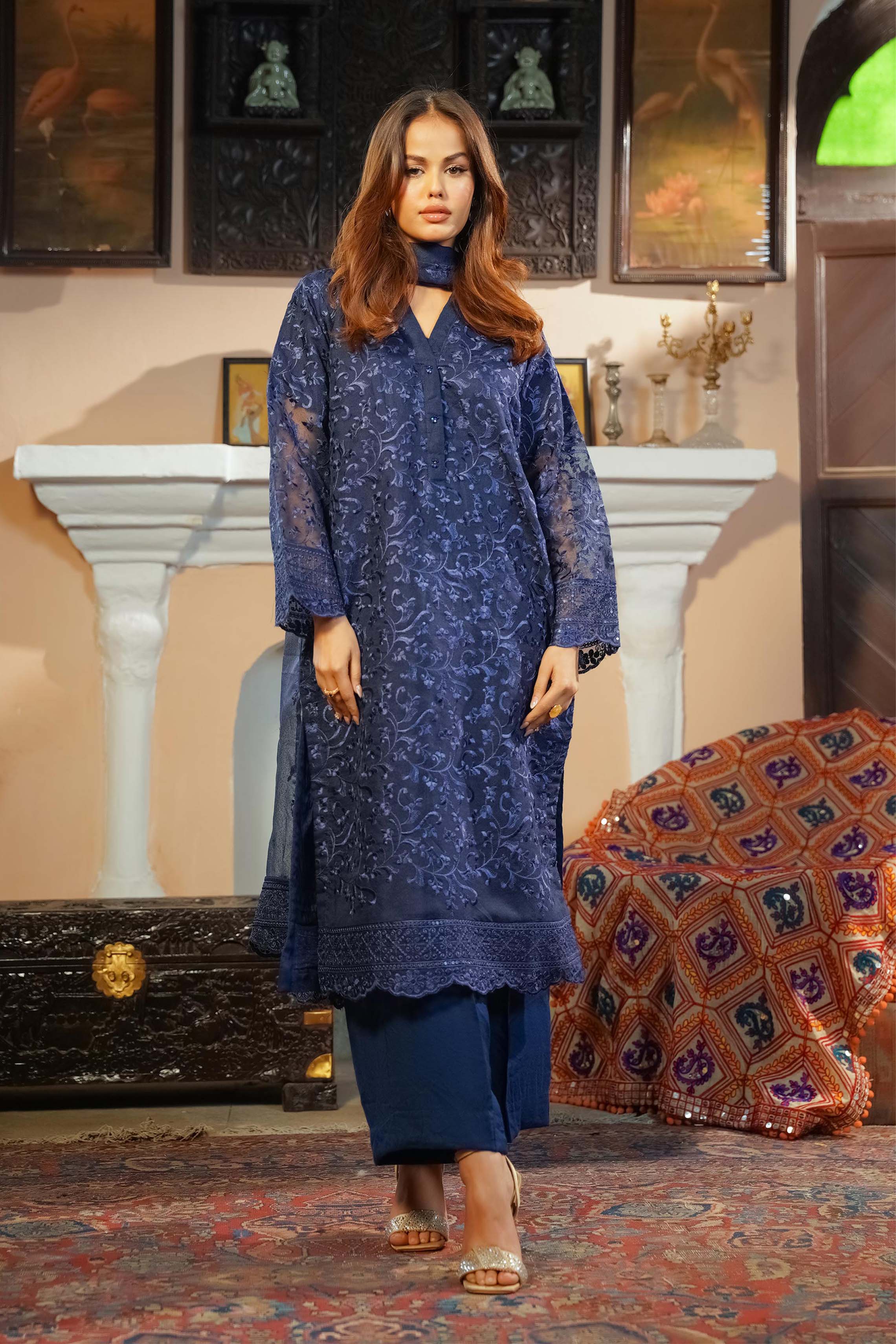 Motif Khaddi Net Embroidered Suit-344 - Image 5