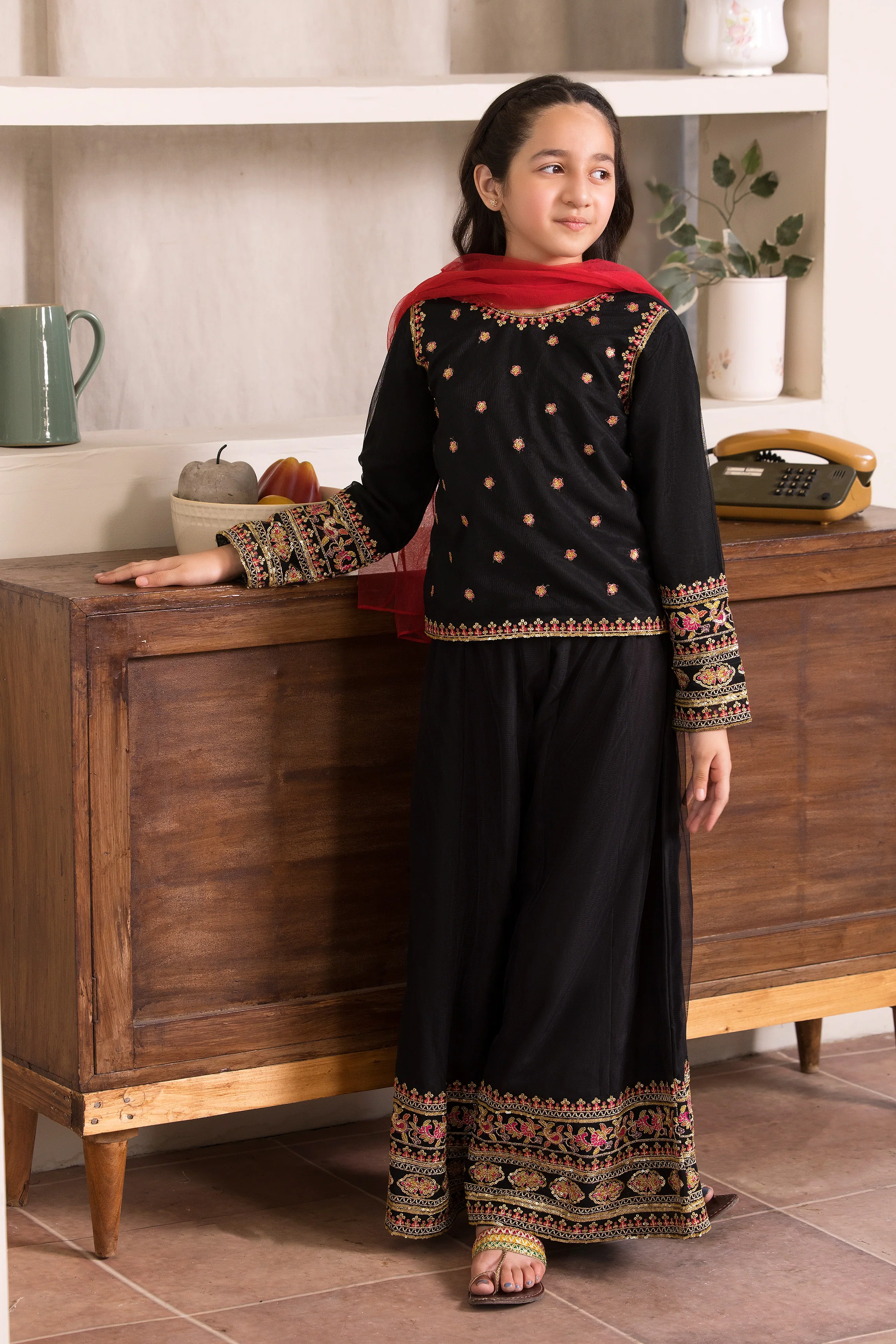 Motif Kids Embroidered Suit-001 - Image 4