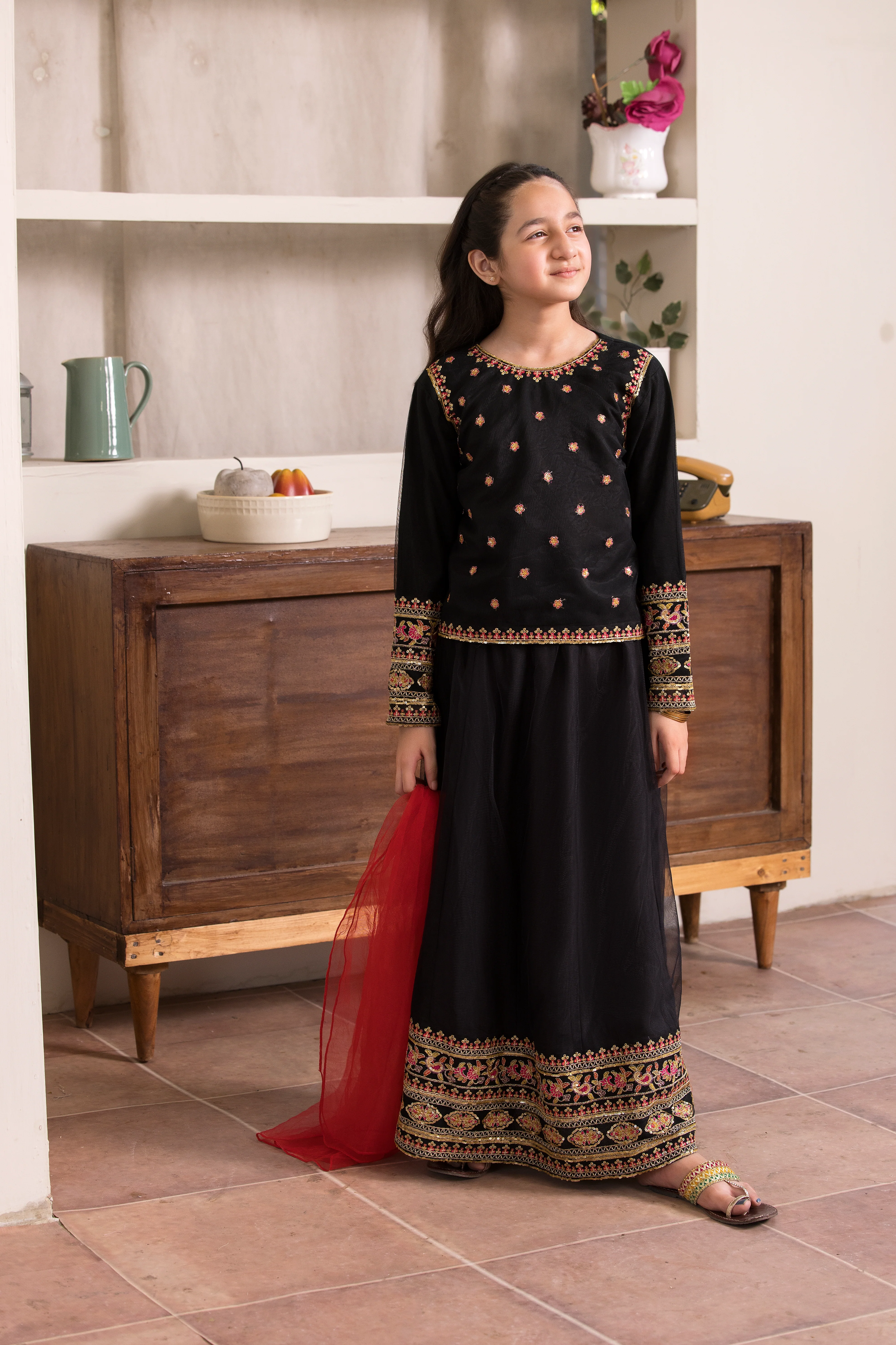 Motif Kids Embroidered Suit-001 - Image 6