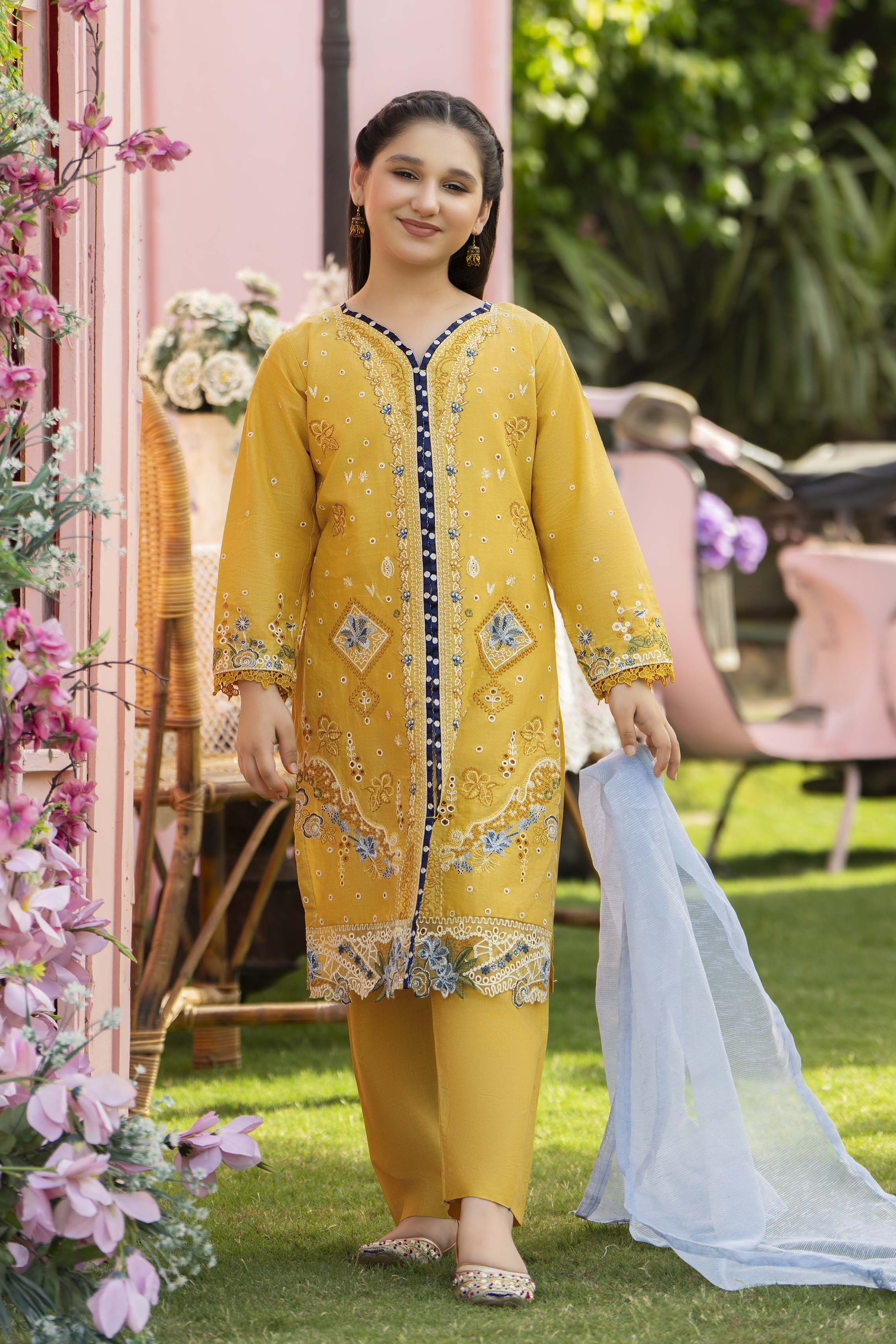 Motif Kids Embroidered Suit-029