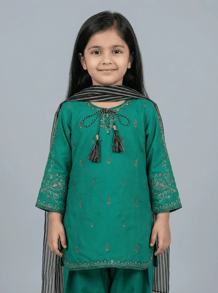 Motif Kids Embroidered Suit-26402 - Image 5