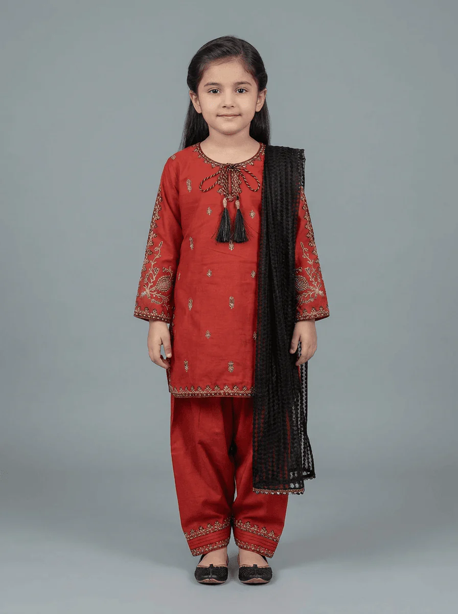 Motif Kids Embroidered Suit-26402 - Image 6